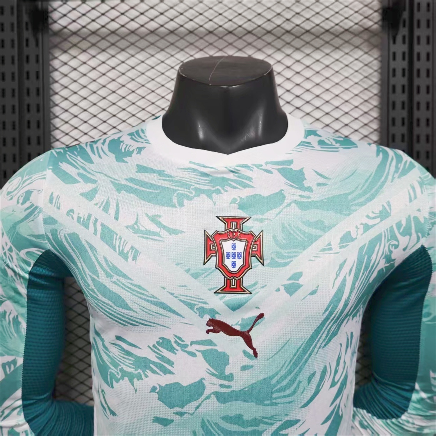 Portugal 2026 Away White And Cyan Long Sleeves Jersey - Player Version - UnitedFutballJersey