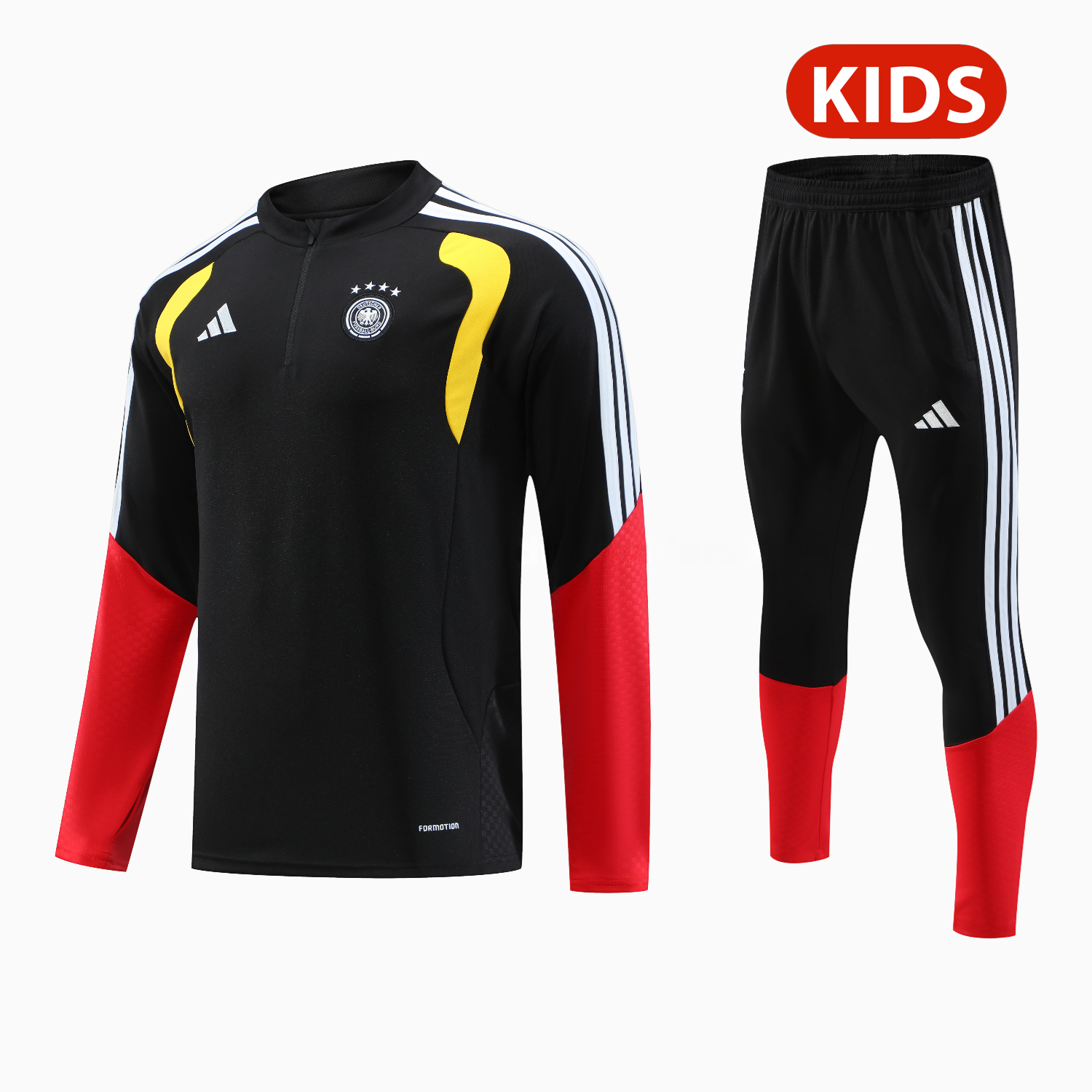 Germany 2026 Kids Long Sleeve Training Set - Black Top & Pants - UnitedFutballJersey