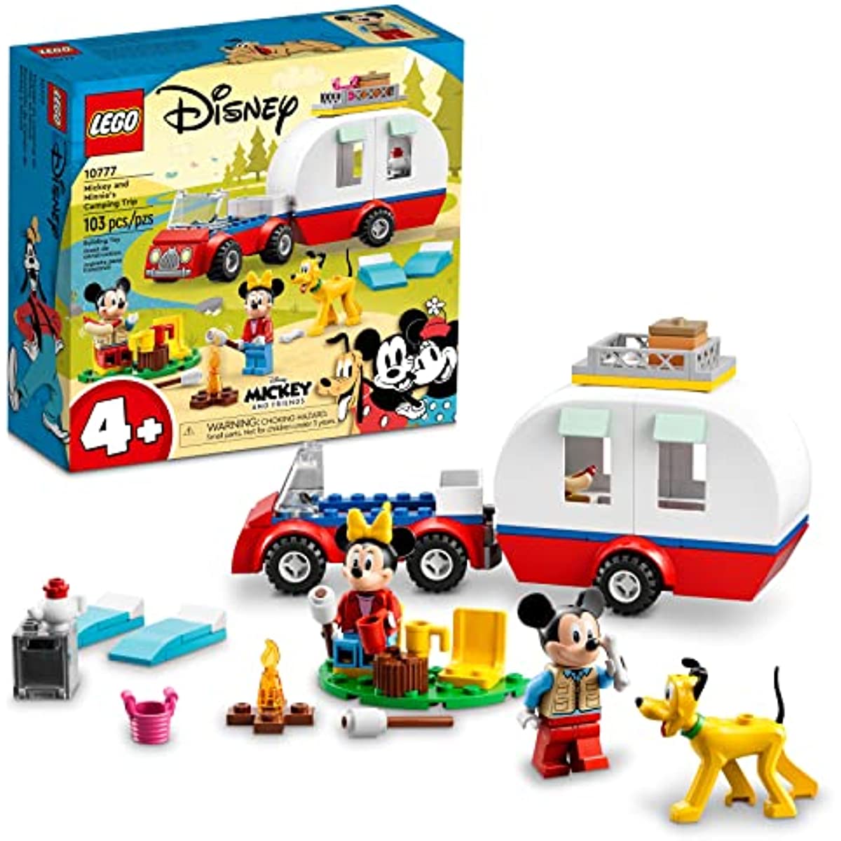 LEGO Disney Mickey and Friends – Mickey Mouse and Minnie Mouse's Camping Trip 10777 Building Toy Set for Preschool Kids, Girls, and Boys Ages 4+ (103 Pieces)