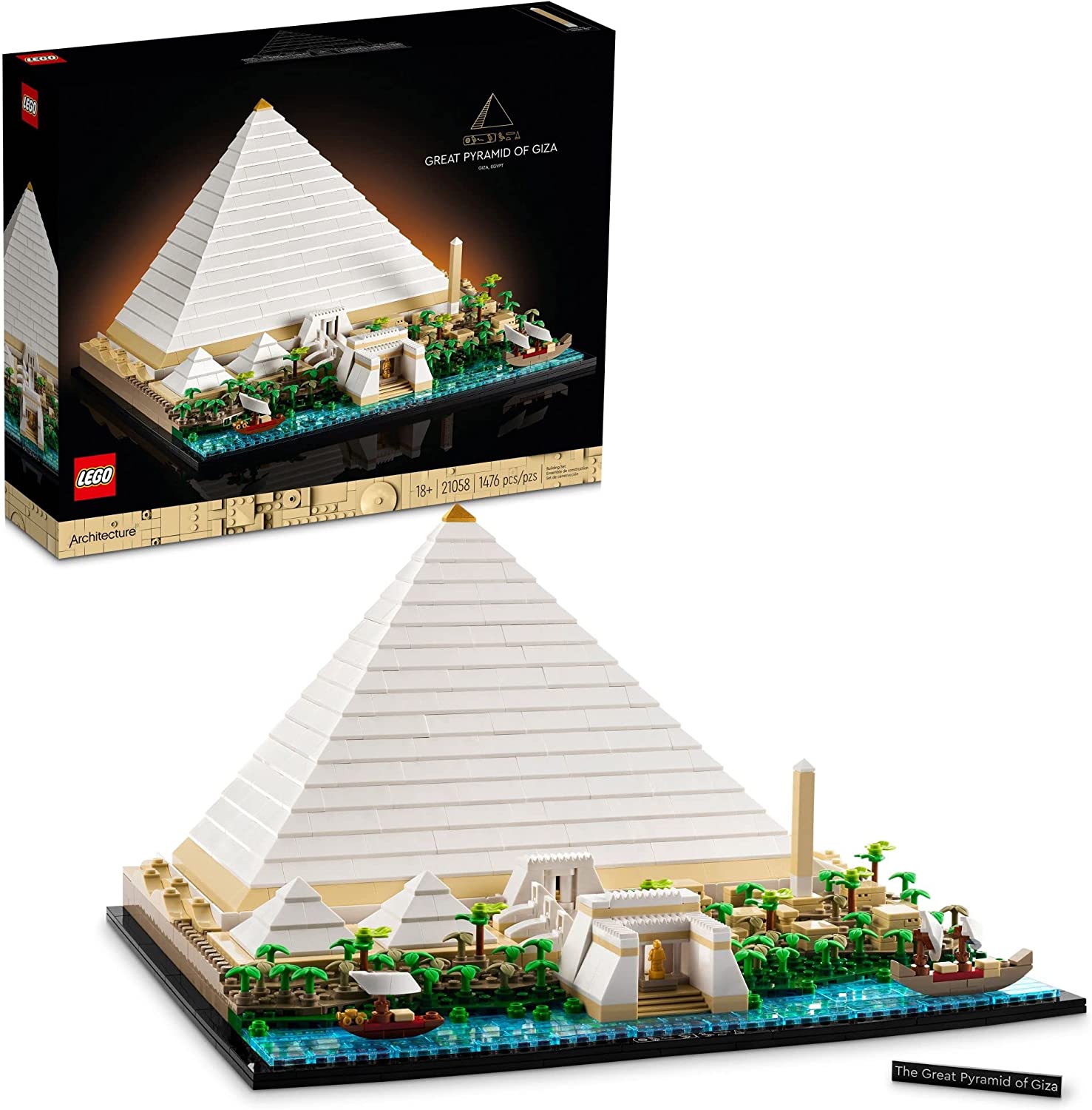 LEGO Architecture Landmark Collection Great Pyramid of Giza 21058 Building Set; Collectible Model for Adults (1,476 Pieces), 18.9 x 14.88 x 4.41 inches
