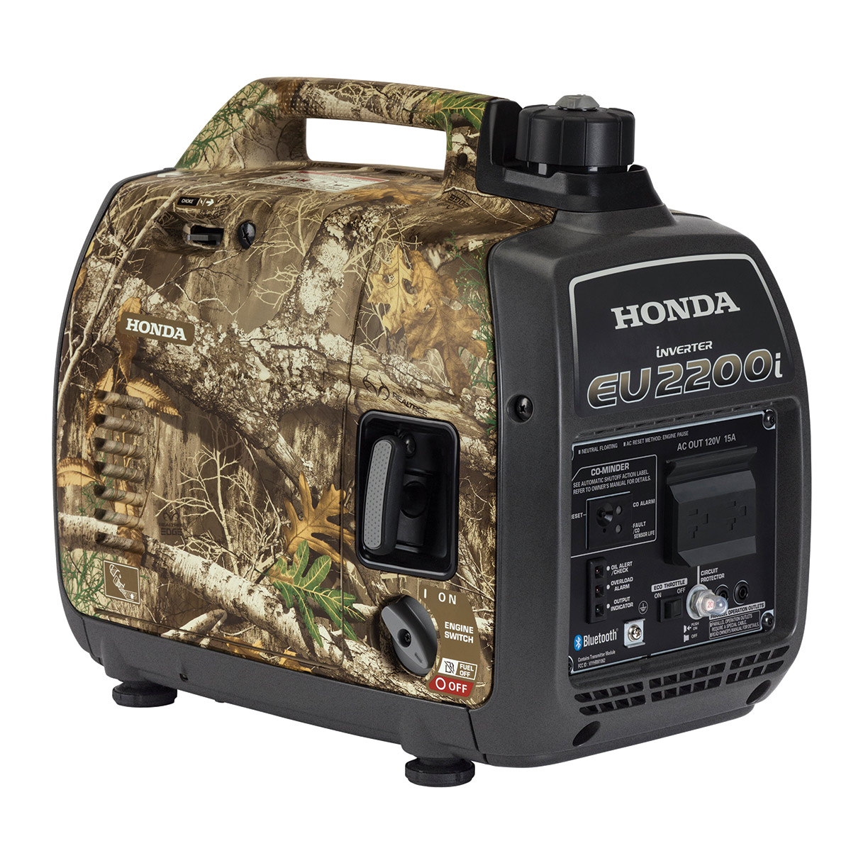 Honda EU2200i Camo 2200 watt 120V inverter generator, camo style, with CO-MINDER™