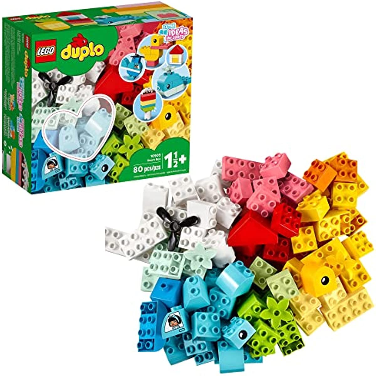 LEGO DUPLO Classic Heart Box 10909 Building Toy Set for Preschool Kids, Toddler Boys and Girls Ages 18mos+ (80 Pieces)