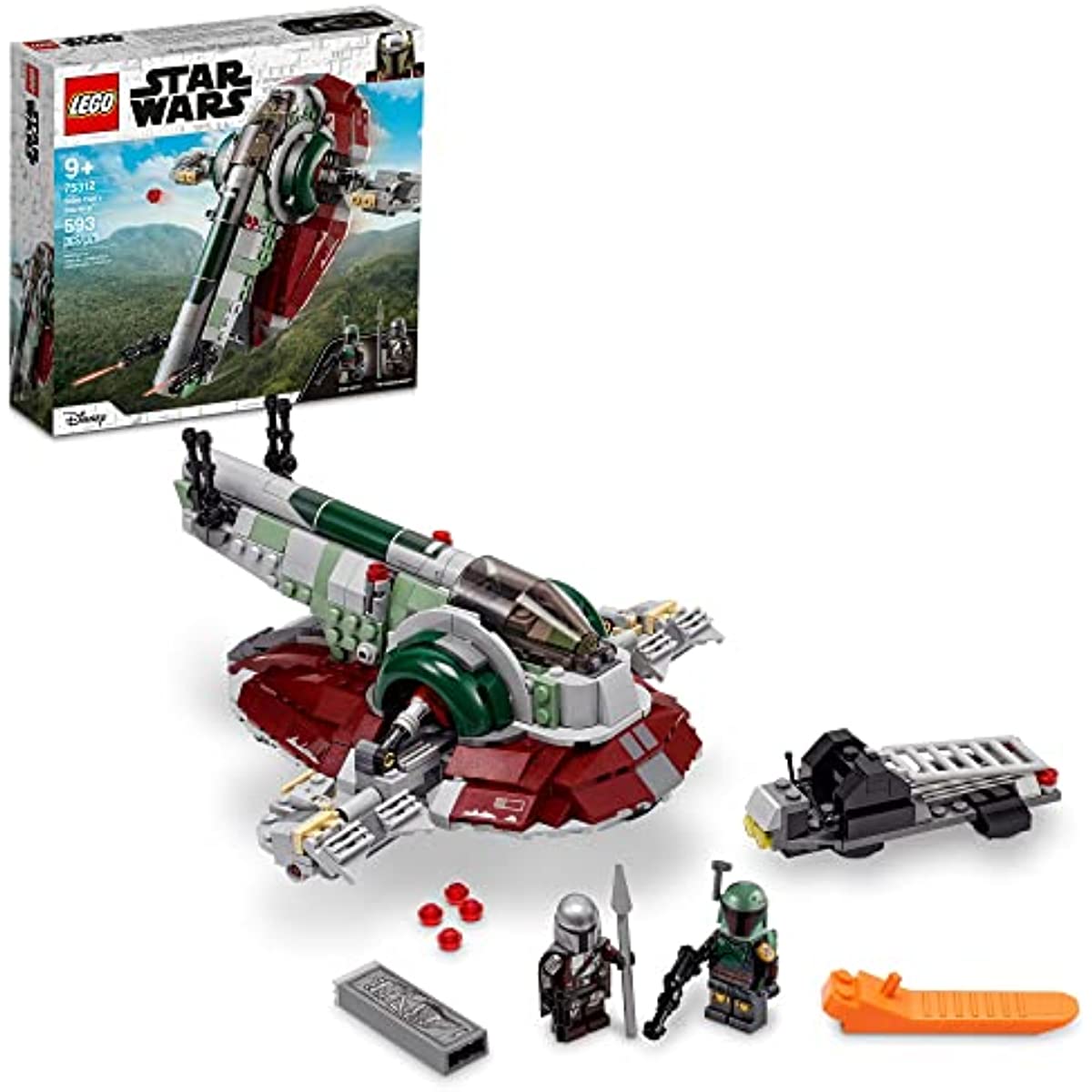 LEGO Star Wars Boba Fett's Starship 75312 Building Toy for Kids Age 9 Plus, Mandalorian Model Set with 2 Minifigures