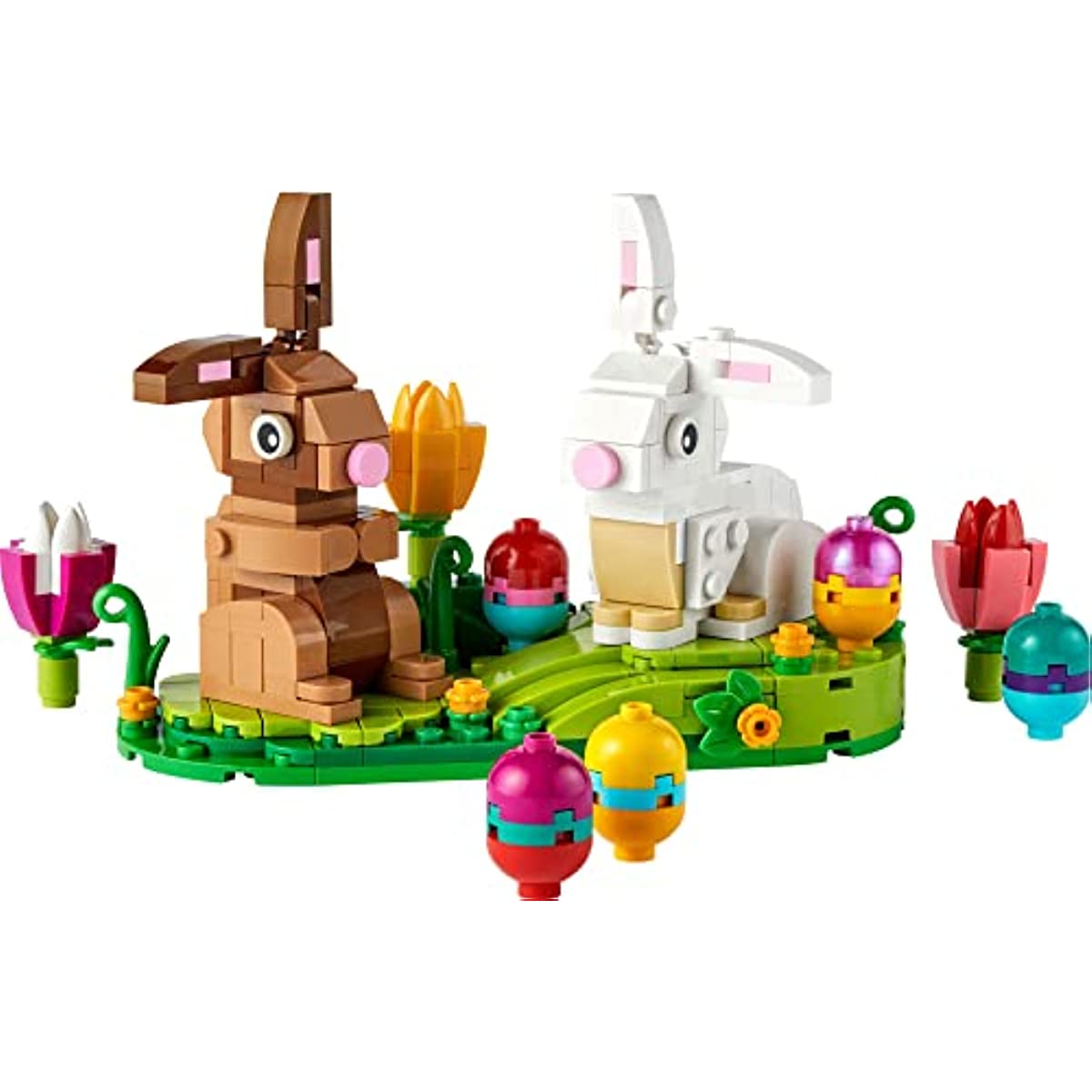 LEGO Easter Rabbits Display 40523 Building Toy Set, Includes Colorful Easter Eggs and Tulips, Easter Decorations