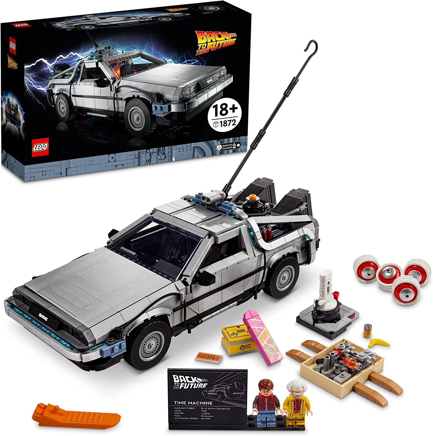 LEGO Icons Back to The Future Time Machine 10300 Building Set for Adults (1872 Pieces)