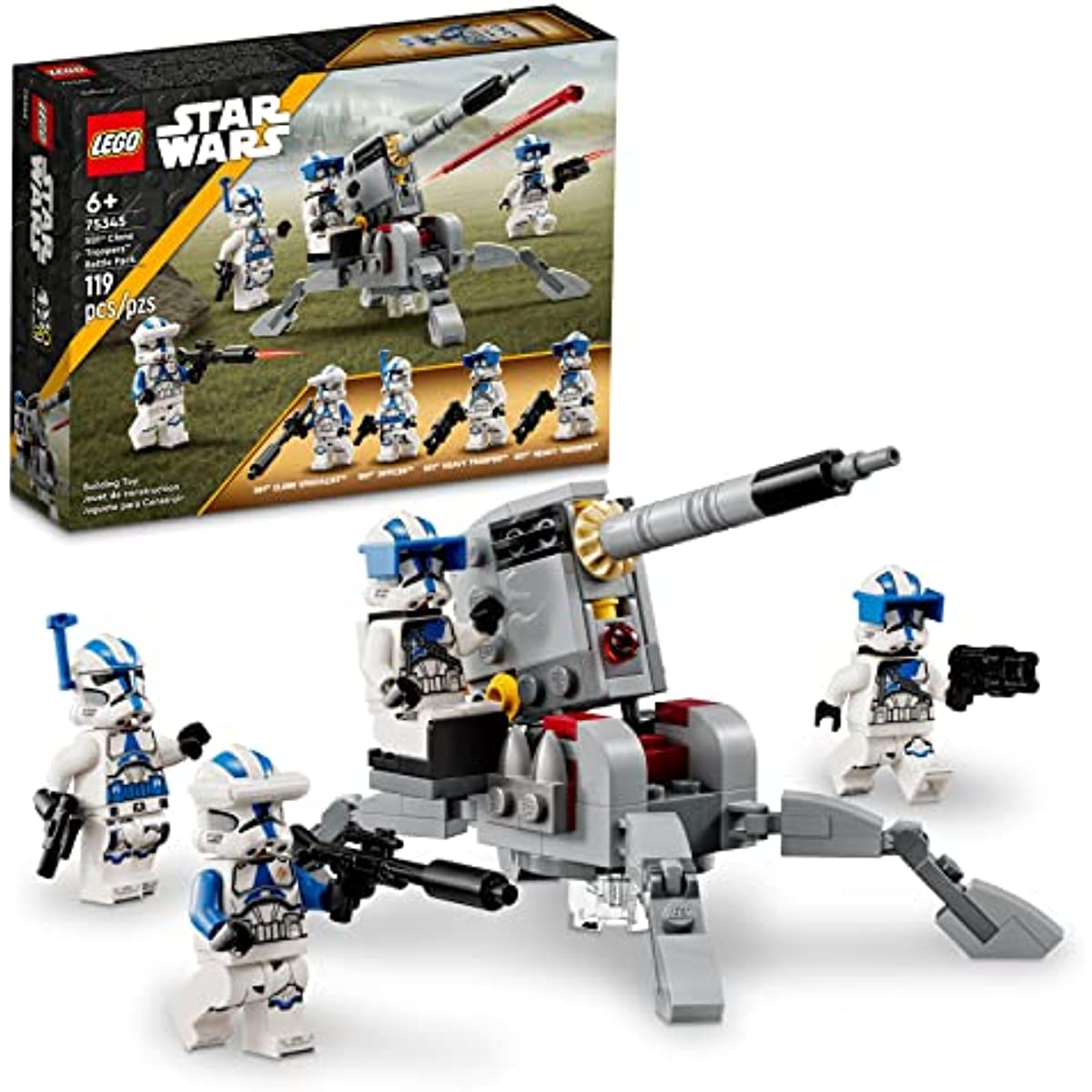 LEGO Star Wars 501st Clone Troopers Battle Pack 75345, Buildable Toy Set with AV-7 Anti Vehicle Cannon and Spring Loaded Shooter Plus 4 Characters