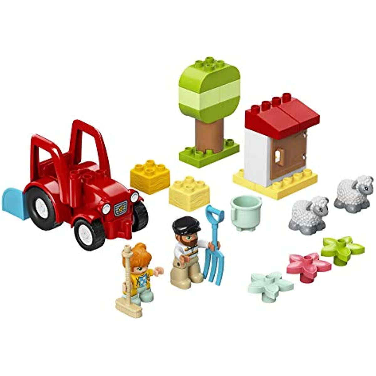 LEGO DUPLO Town Farm Tractor & Animal Care 10950 Creative Playset for Toddlers with a Toy Tractor and 2 Sheep, New 2021 (27 Pieces)