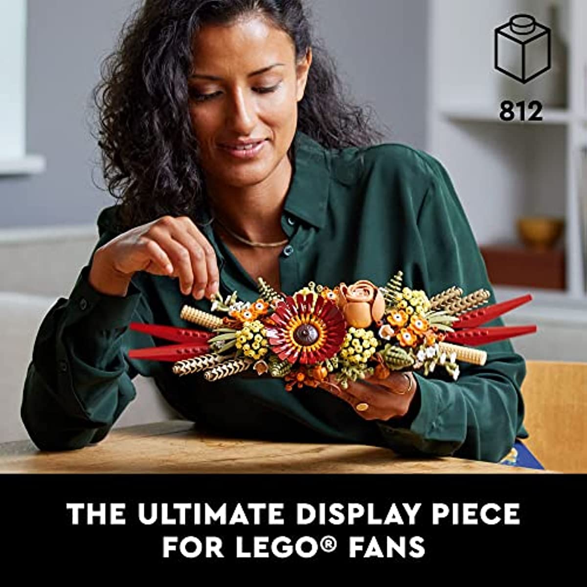 LEGO Icons Dried Flower Centerpiece 10314 Artificial Flowers with Rose and Gerbera, Table or Wall Decoration, Unique Housewarming Gifts, Botanical Collection