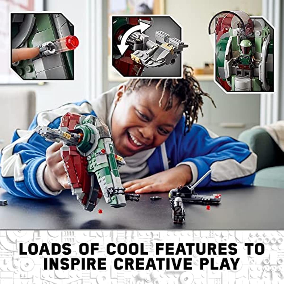 LEGO Star Wars Boba Fett's Starship 75312 Building Toy for Kids Age 9 Plus, Mandalorian Model Set with 2 Minifigures