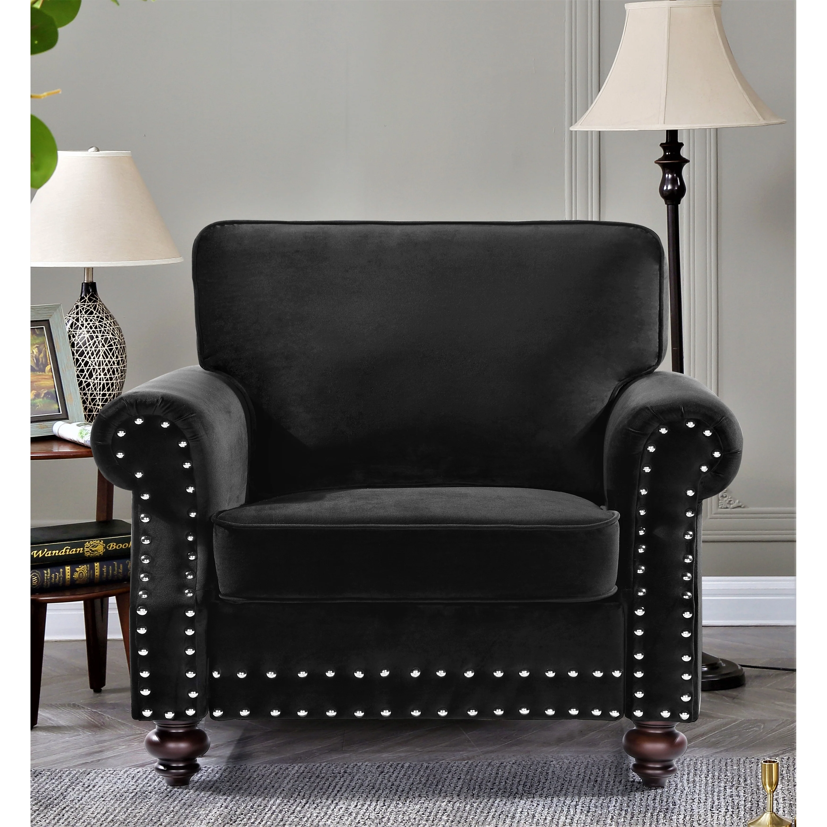 Suffield Velvet Nailhead Armchair