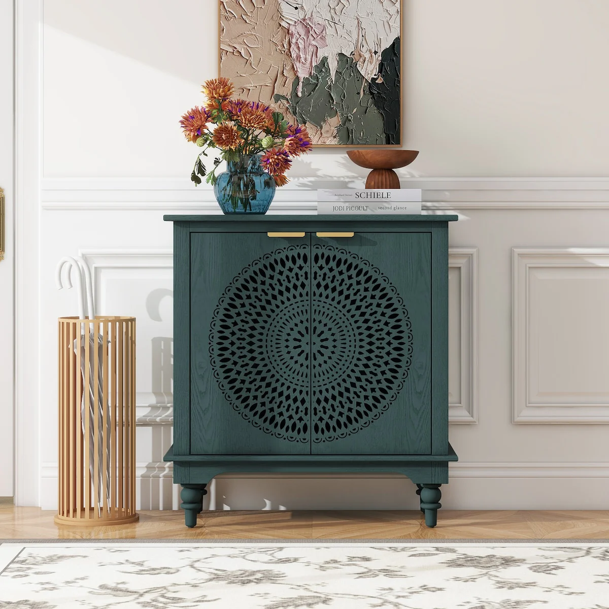 Hollow-Carved 2 Door Accent Cabinet