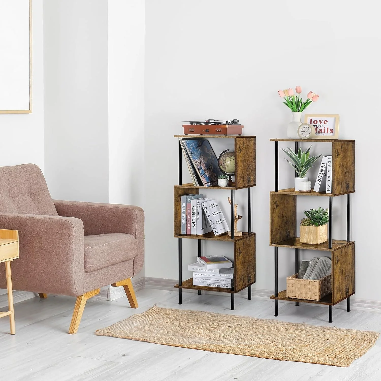 4 Tier S-Shaped Small Bookshelf