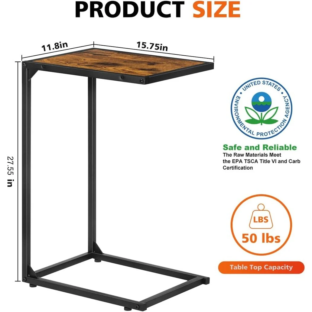 C Shaped End Table for Couch