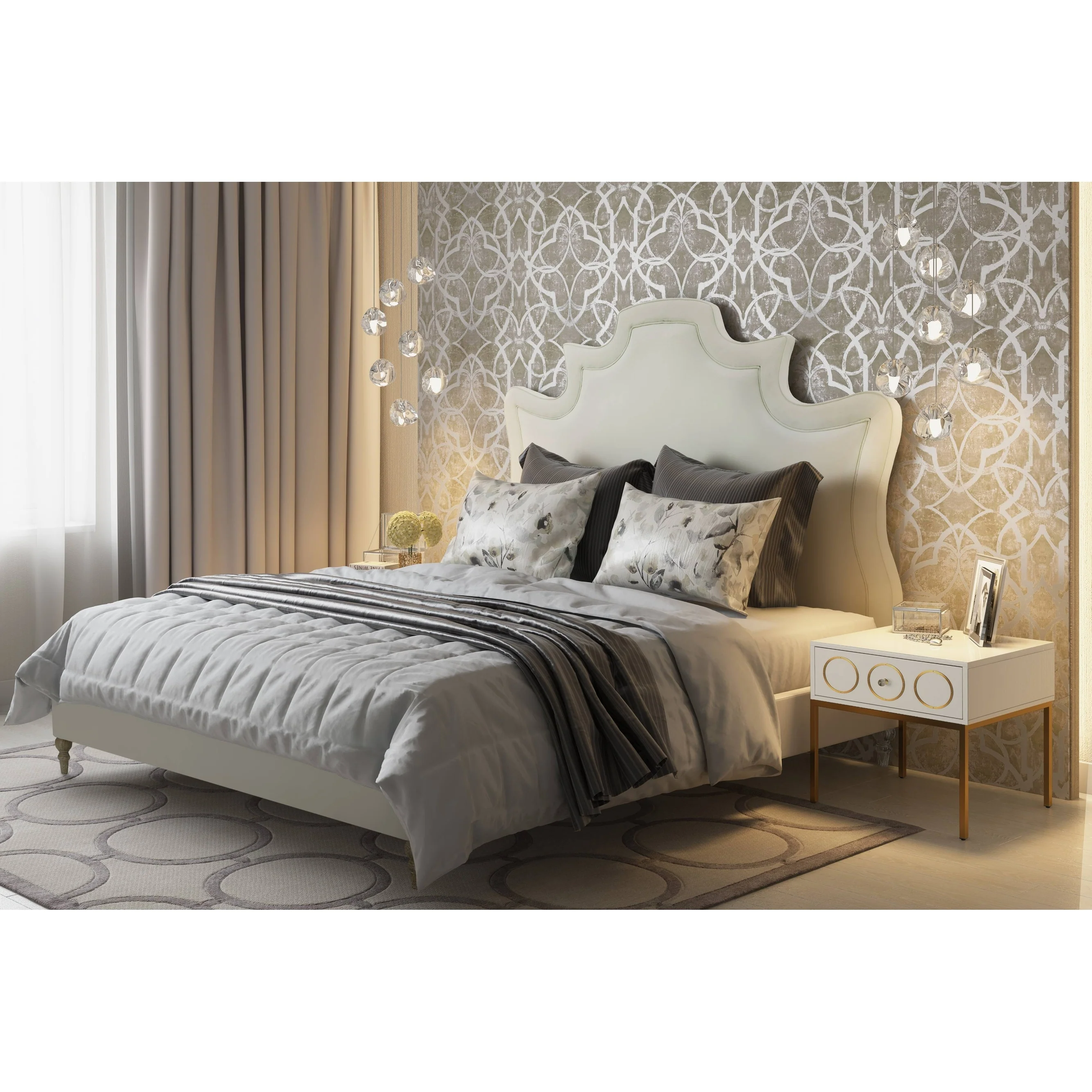 Serenity Cream Velvet Bed