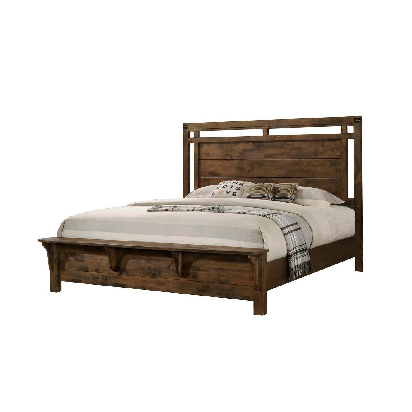 Joell 5 Piece Brown Ructic Panel Bedroom Set