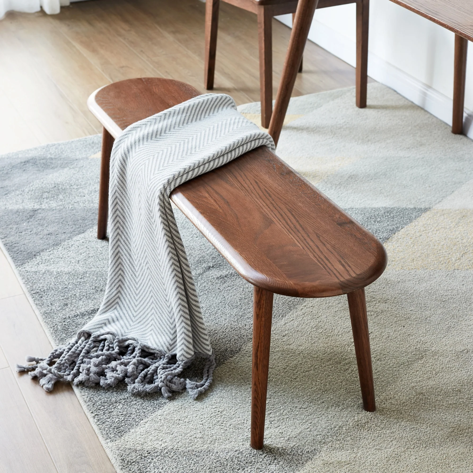 Natural oak bench, living room bench