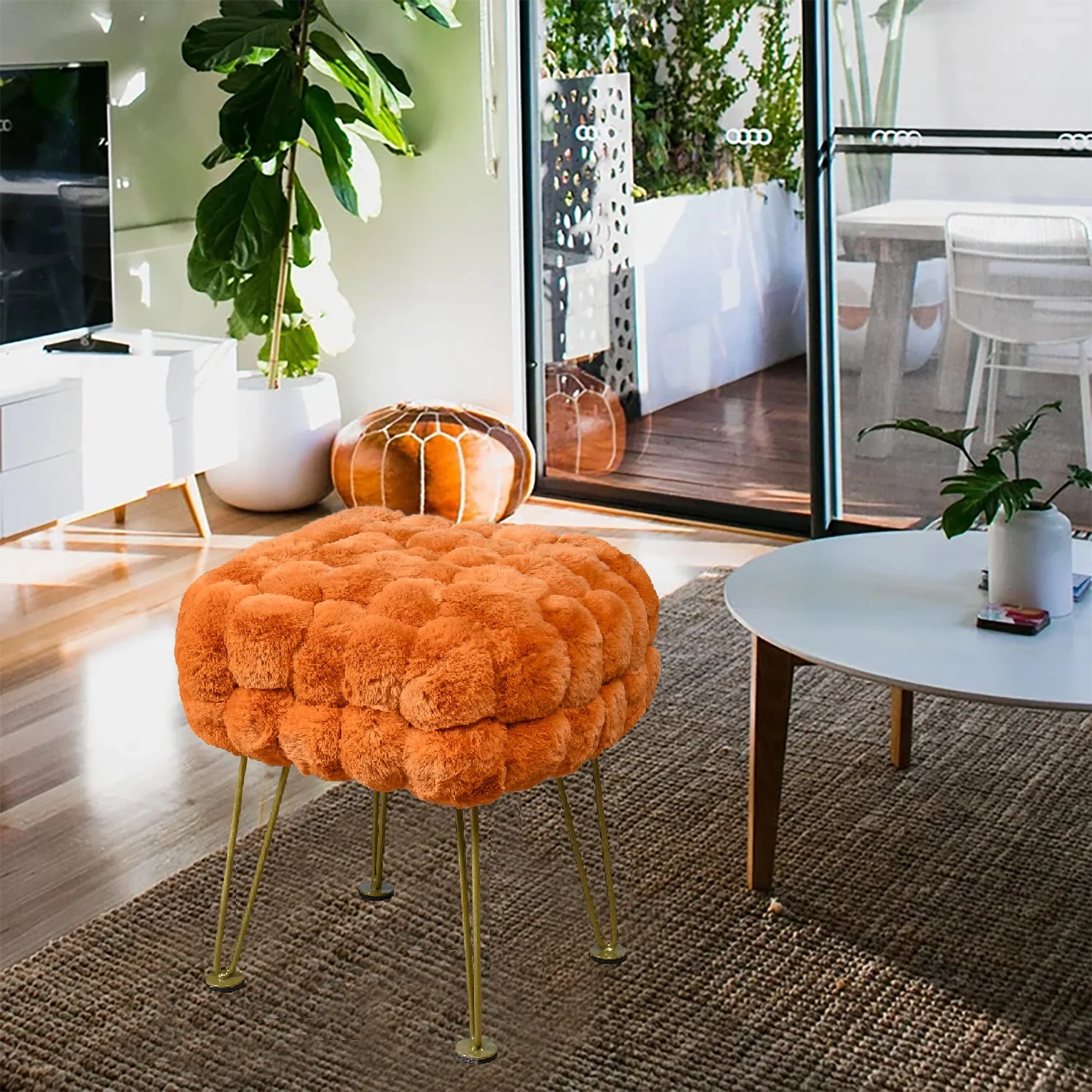 FoxFauxFur Pouf Stool