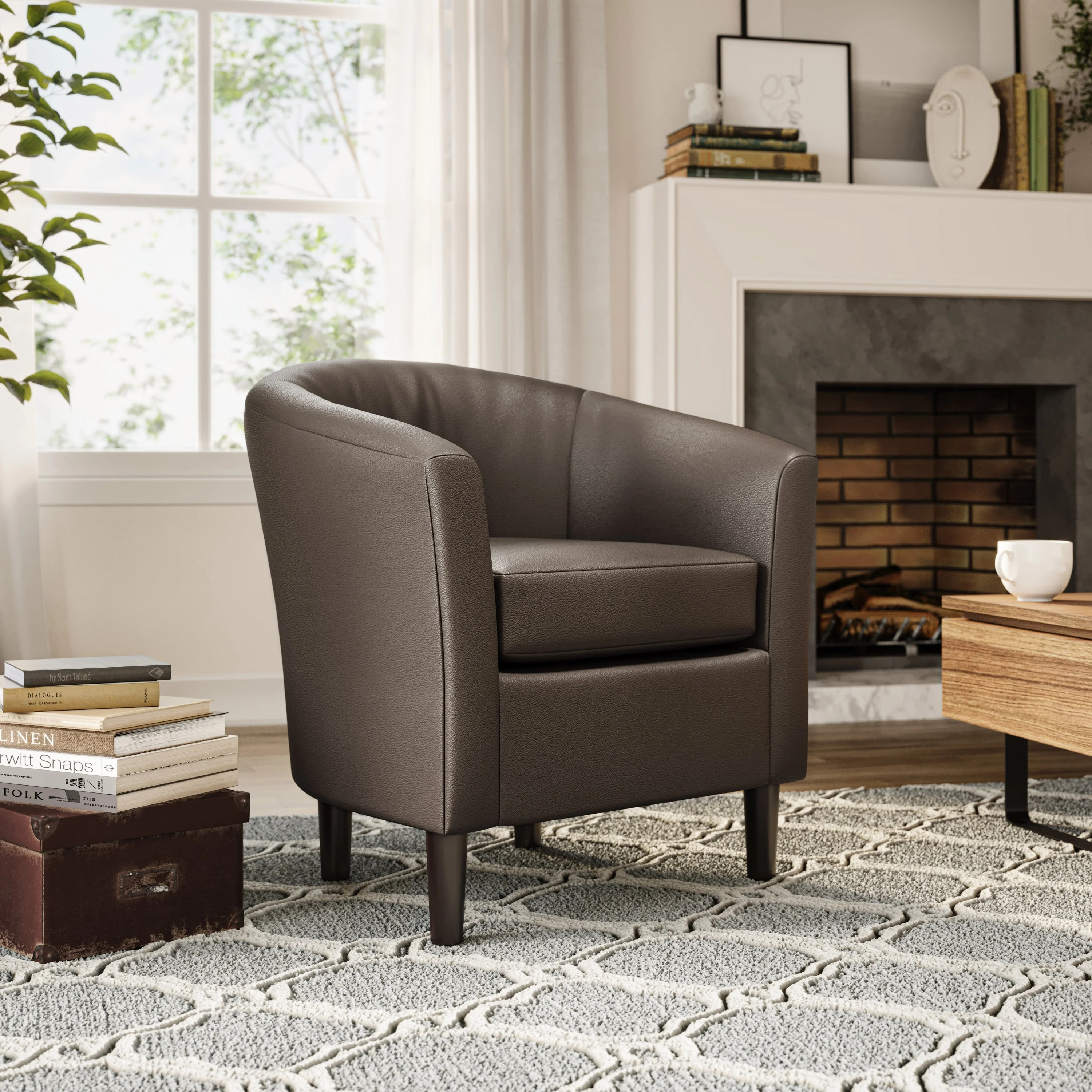 Harper Faux Leather Barrel Chair