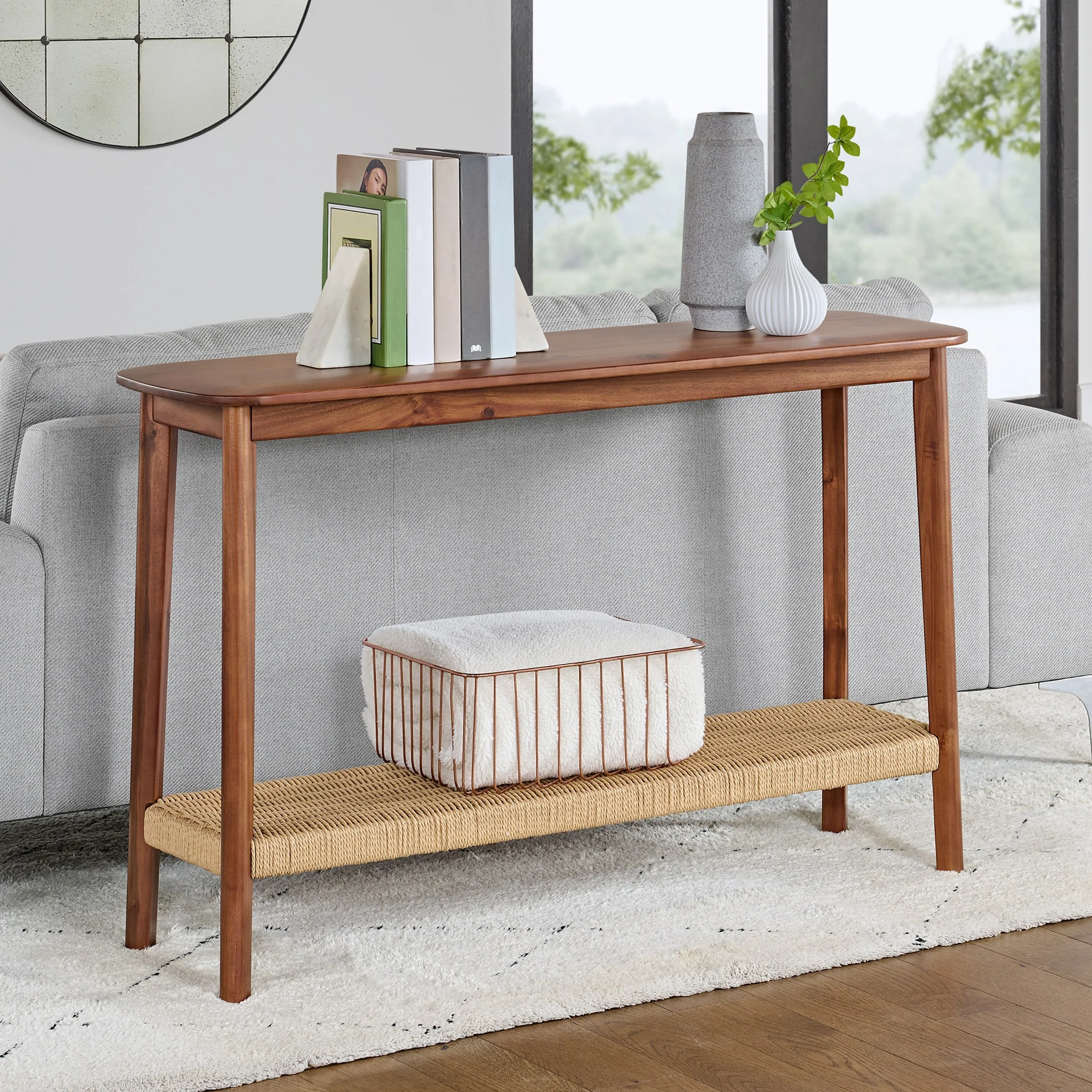 Calais Console Table, Warm Chestnut