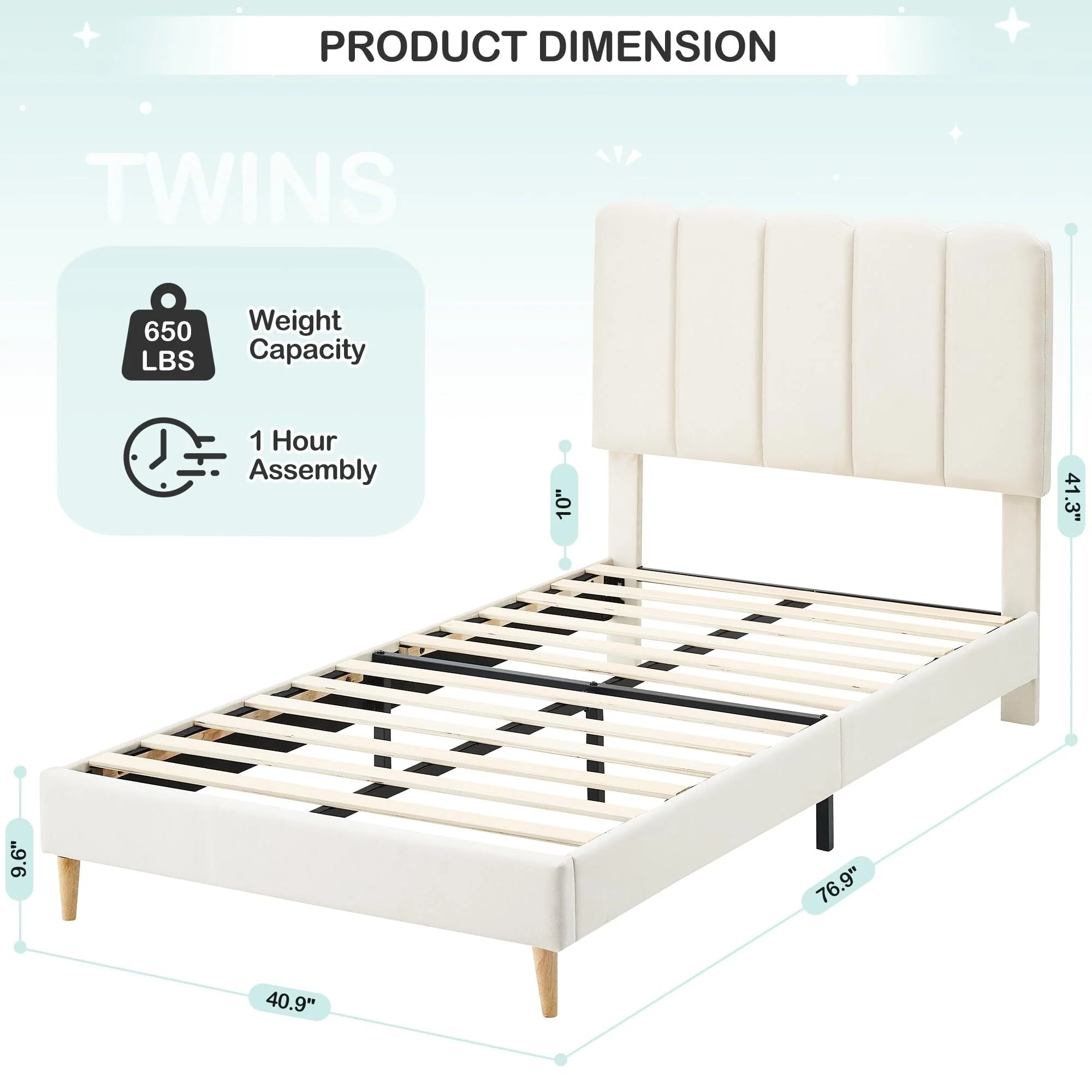 Twin Bed Frame for Boys & Girls