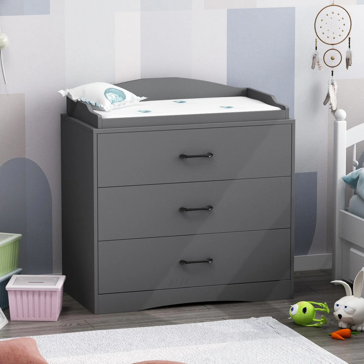 3-Drawer Dresser With Changing Top
