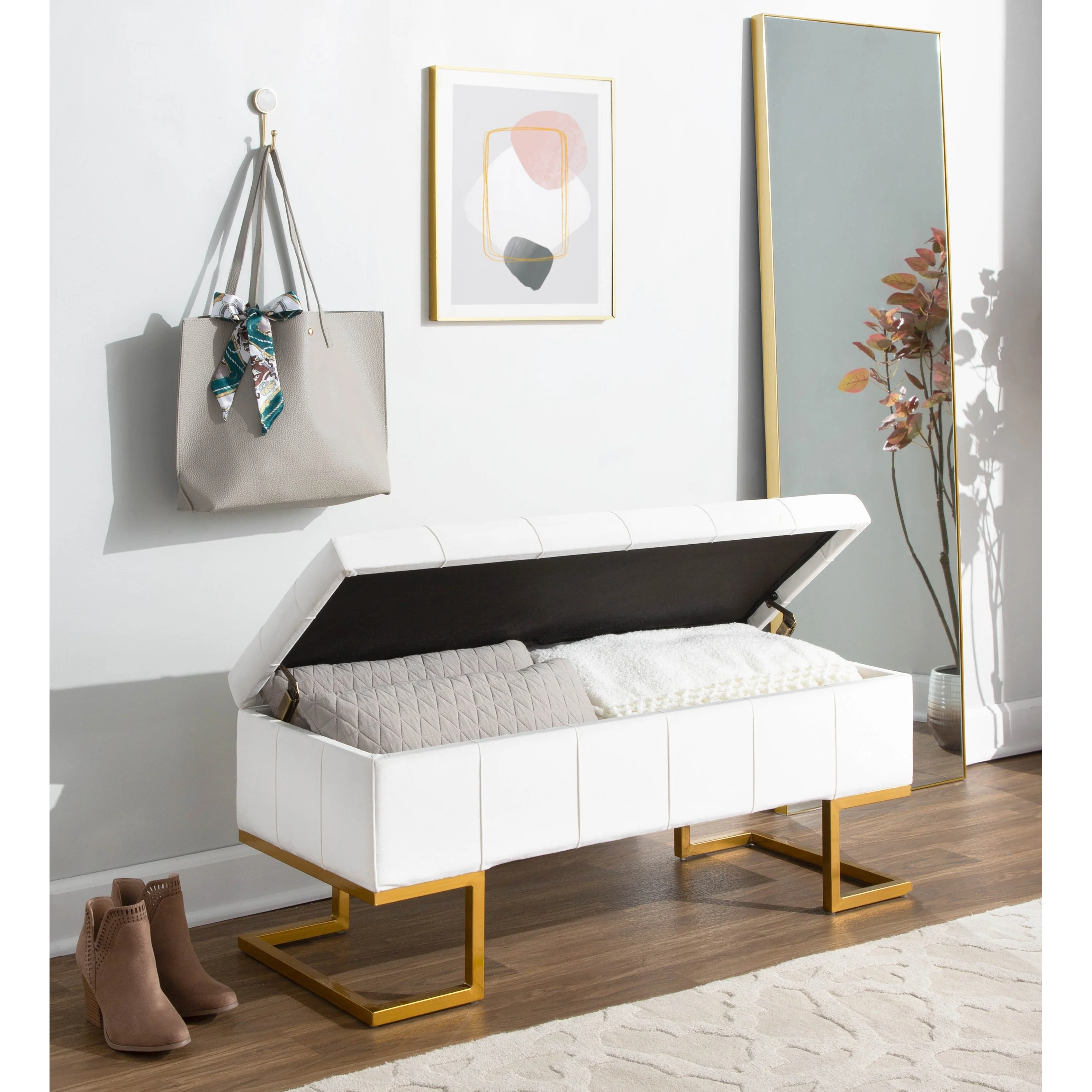 Crossgar Velvet Storage Bench
