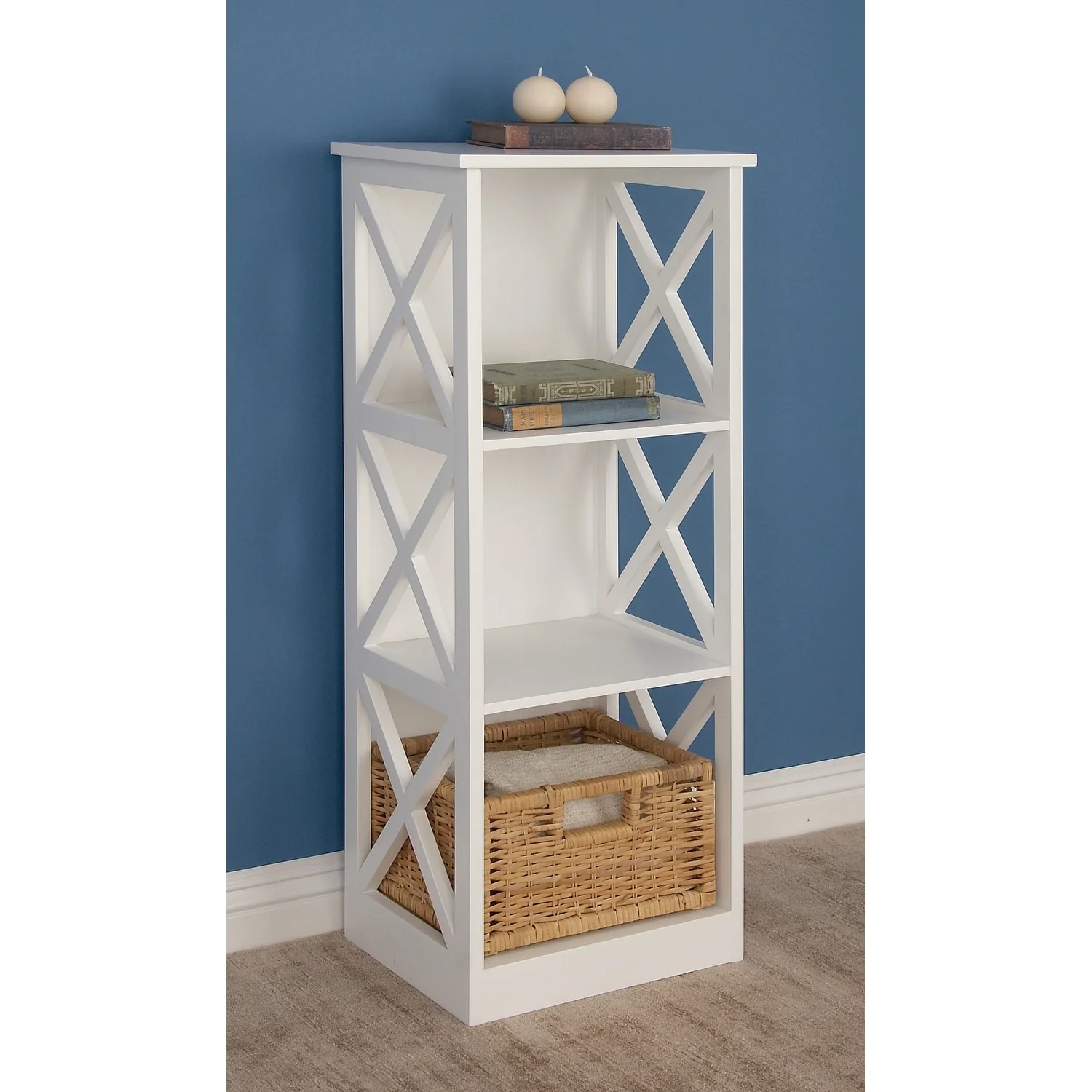 White Wooden 4 Shelves Shelving Unit