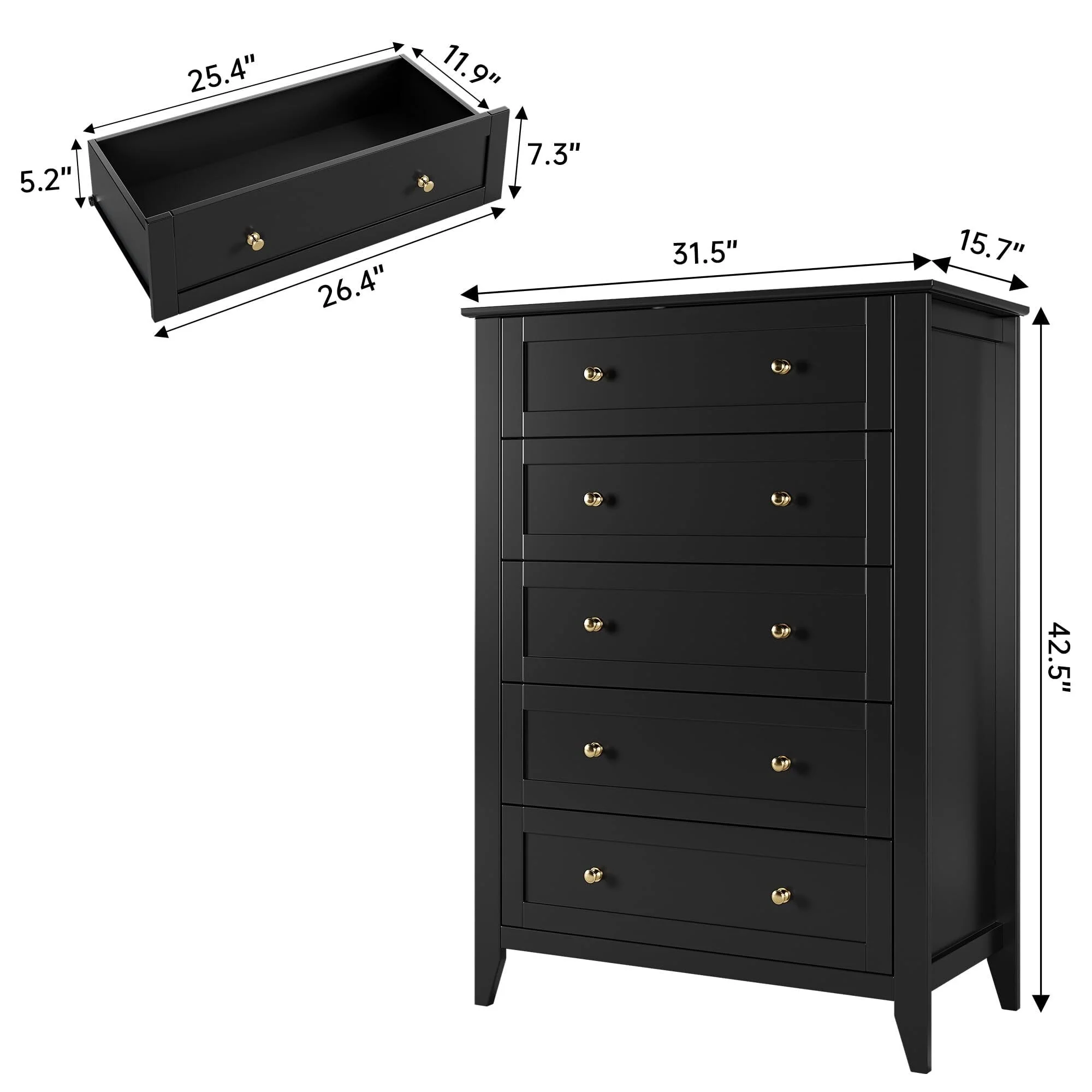 5 Drawer Dresser for Bedroom