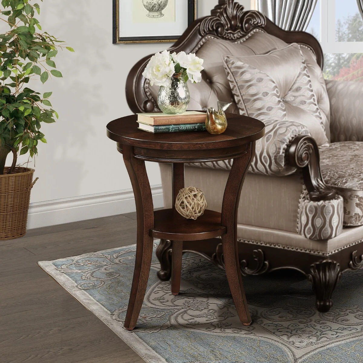 16'' Wood Round End Table