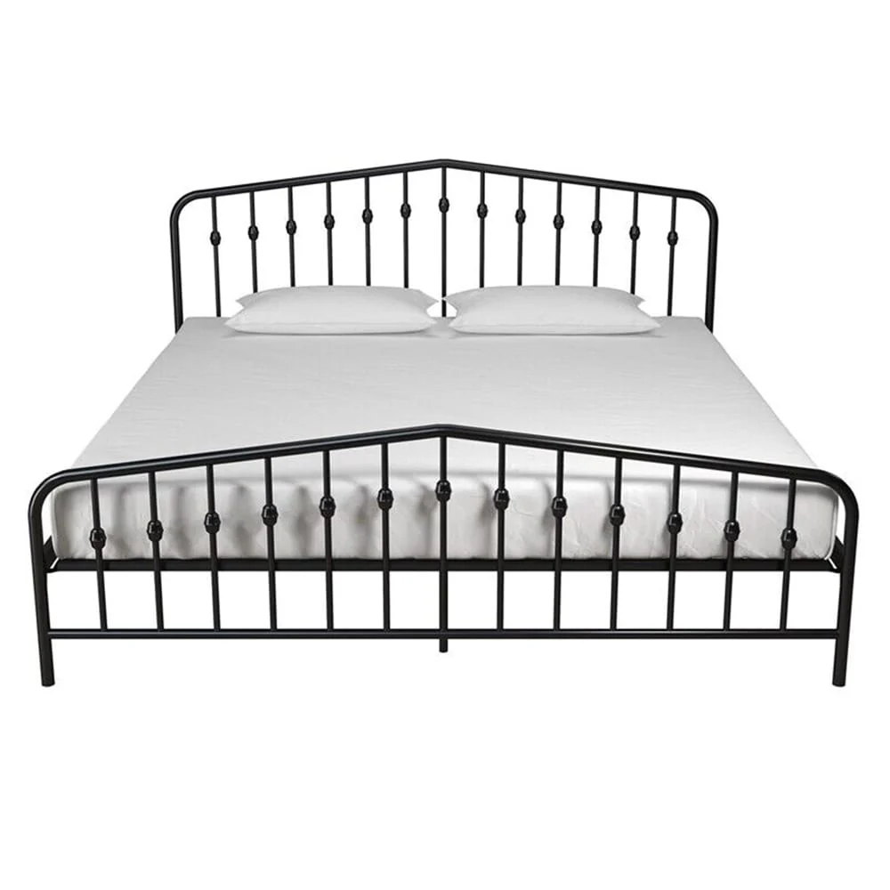 King Size Adjustable Metal Bed Black