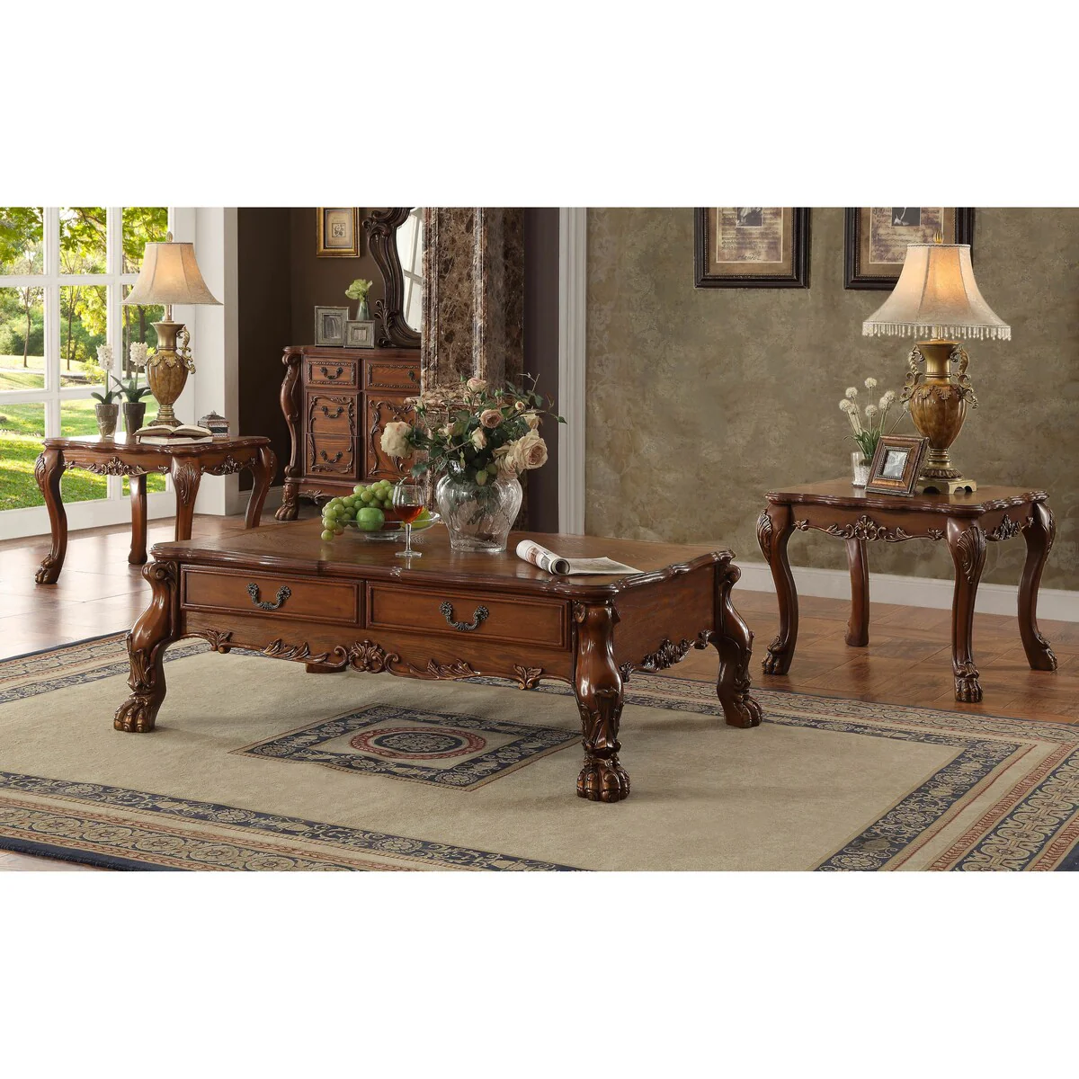 ACME Dresden End Table, Cherry Oak