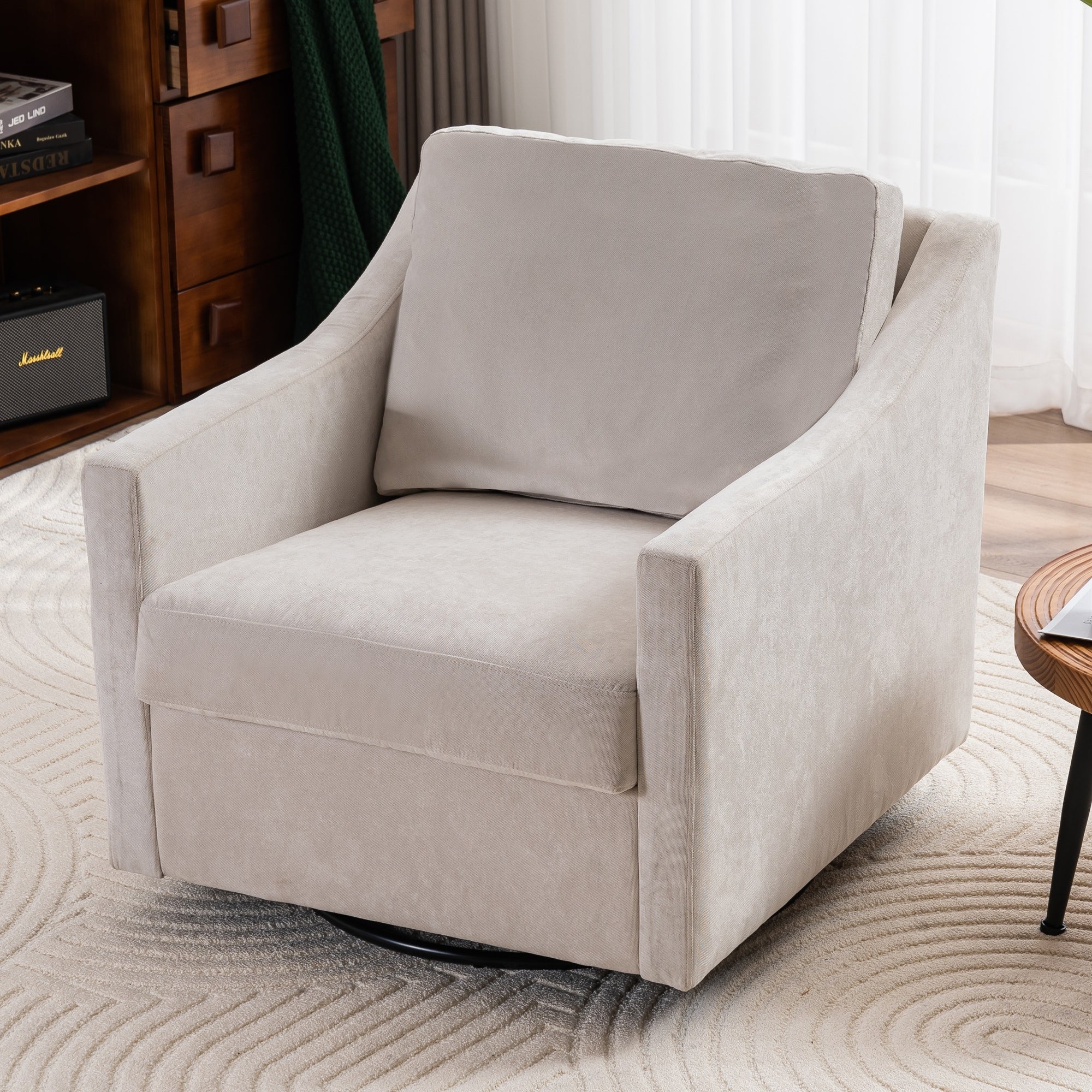 upholstered swivel armchair