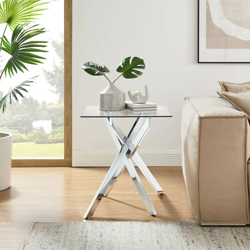 Side Table with Glass Top