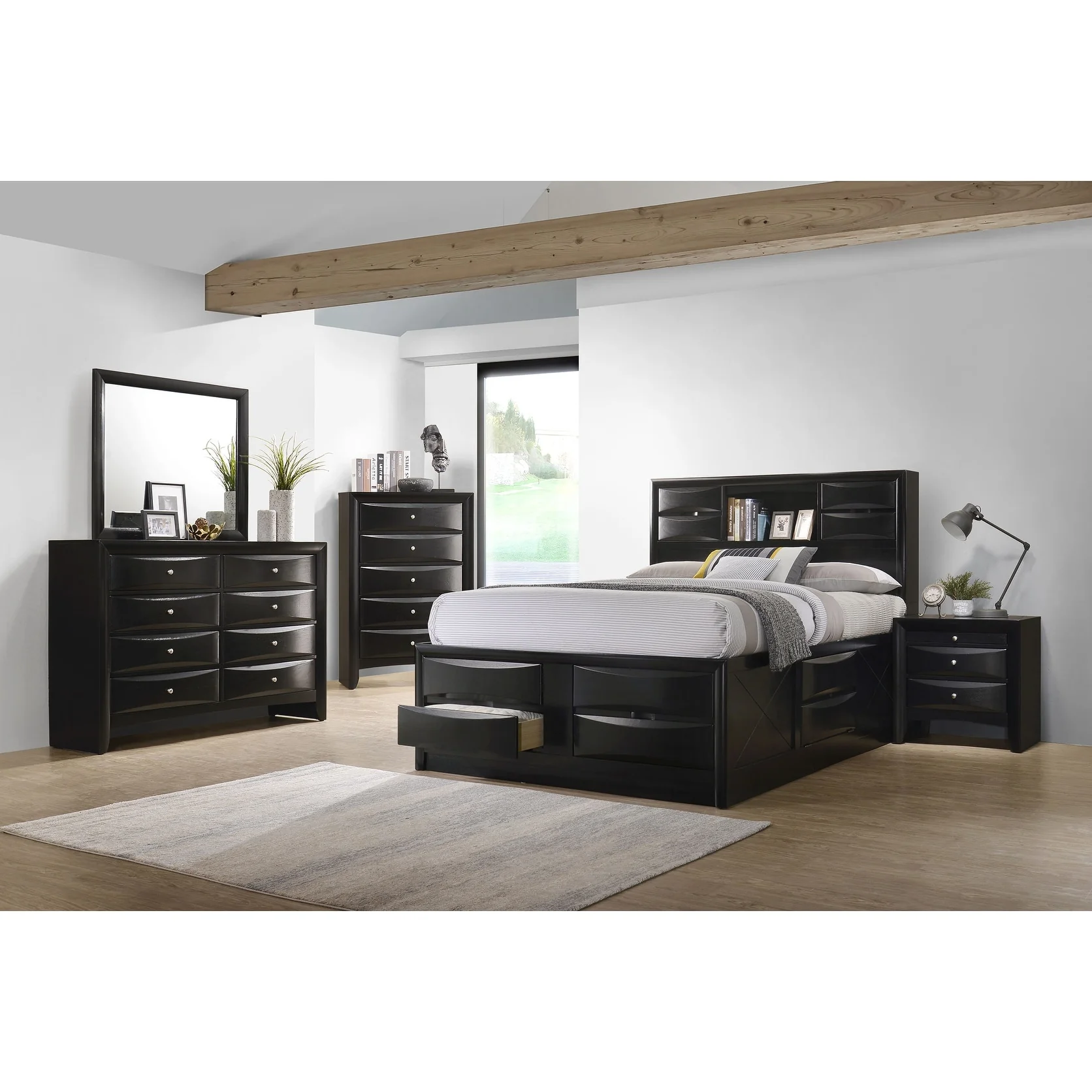 Briana Black Storage Platform Bedroom Set