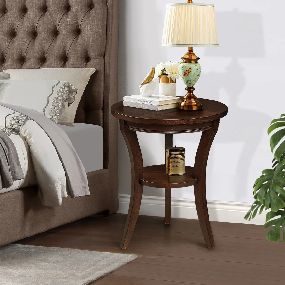 16'' Wood Round End Table