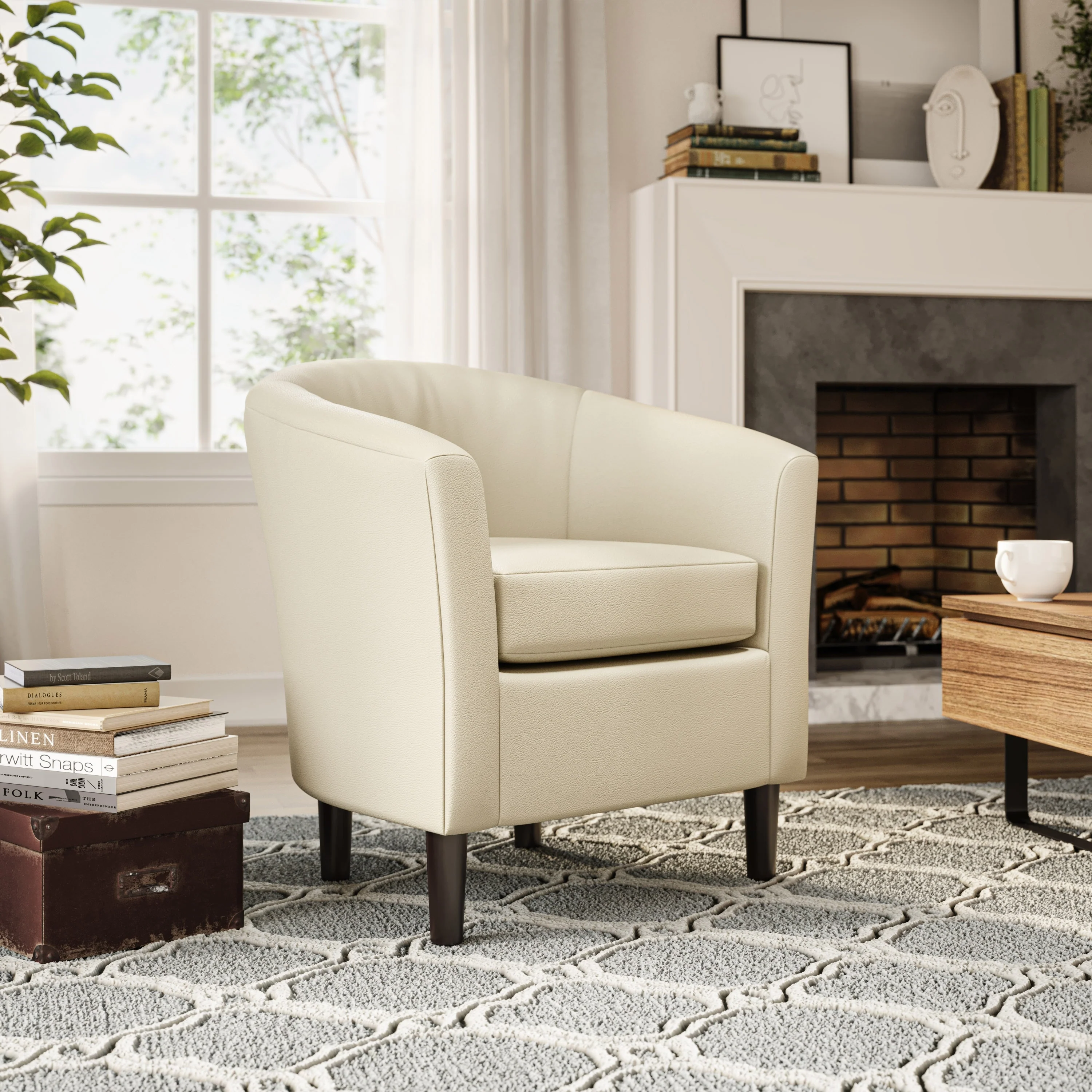 Harper Faux Leather Barrel Chair