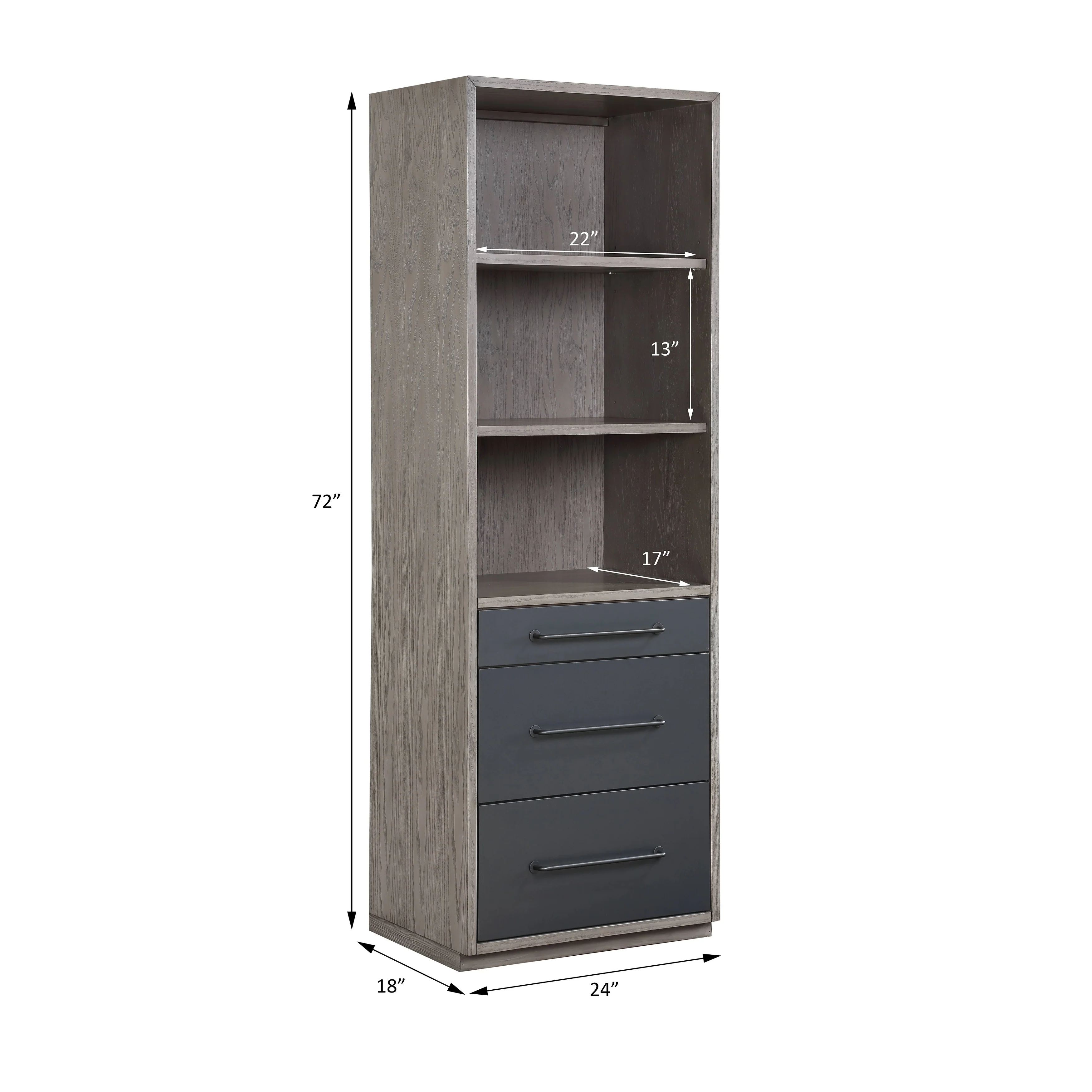 Estevon Bookcase in Gray Oak Finish