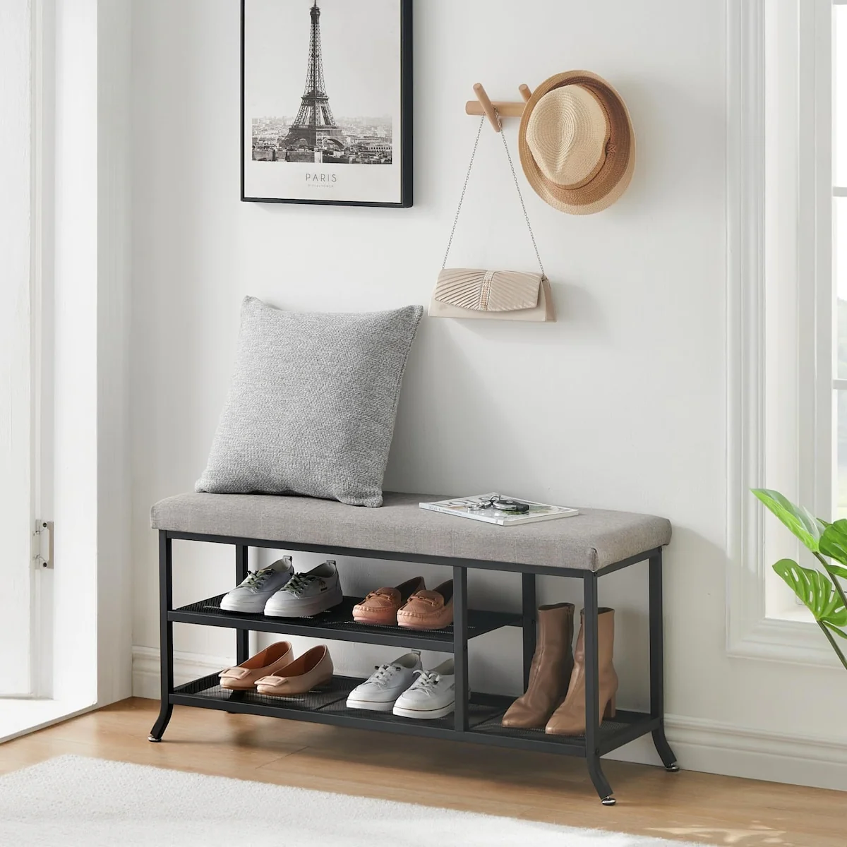 Shoe Bench, 2-Tier Rack for Entryway