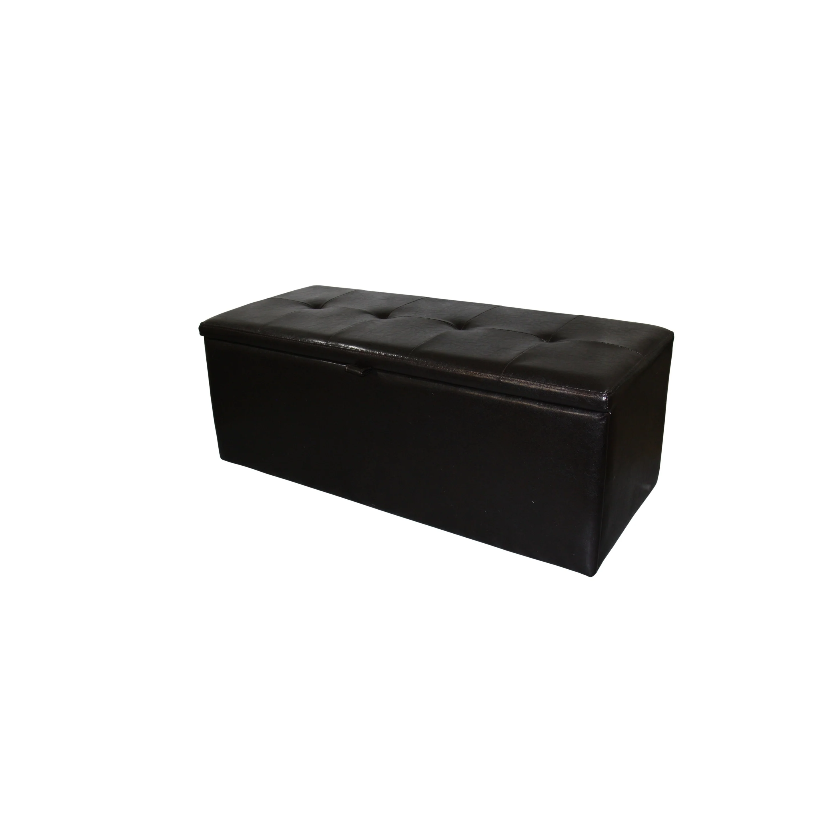 Brown Faux Leather Storage Bench