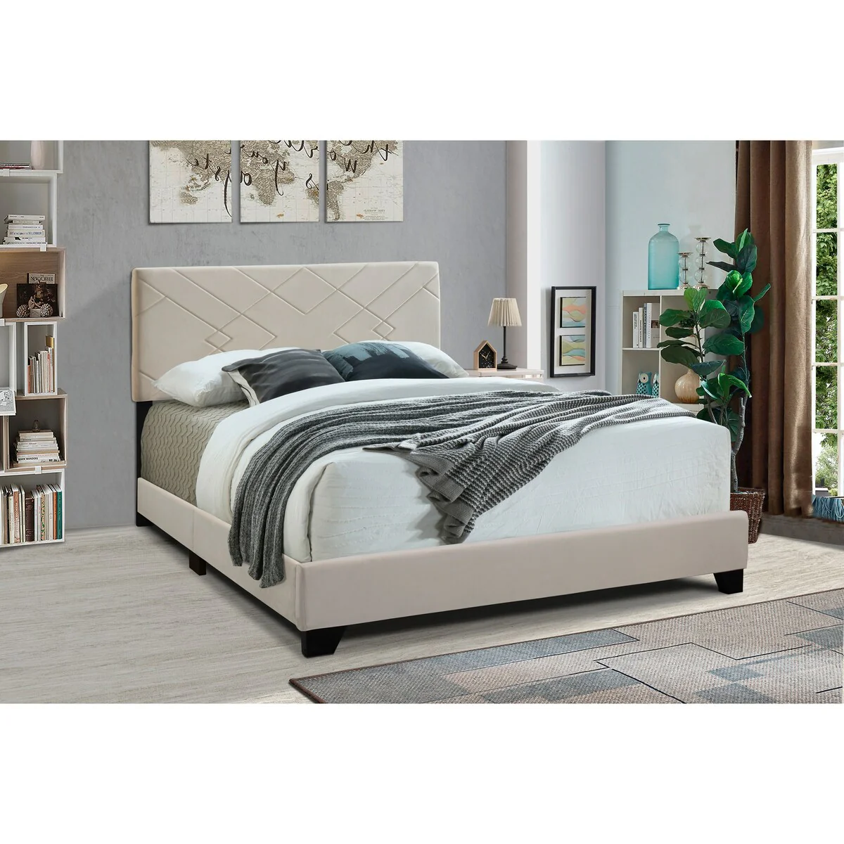 All-in-One Upholstered Champagne Bed