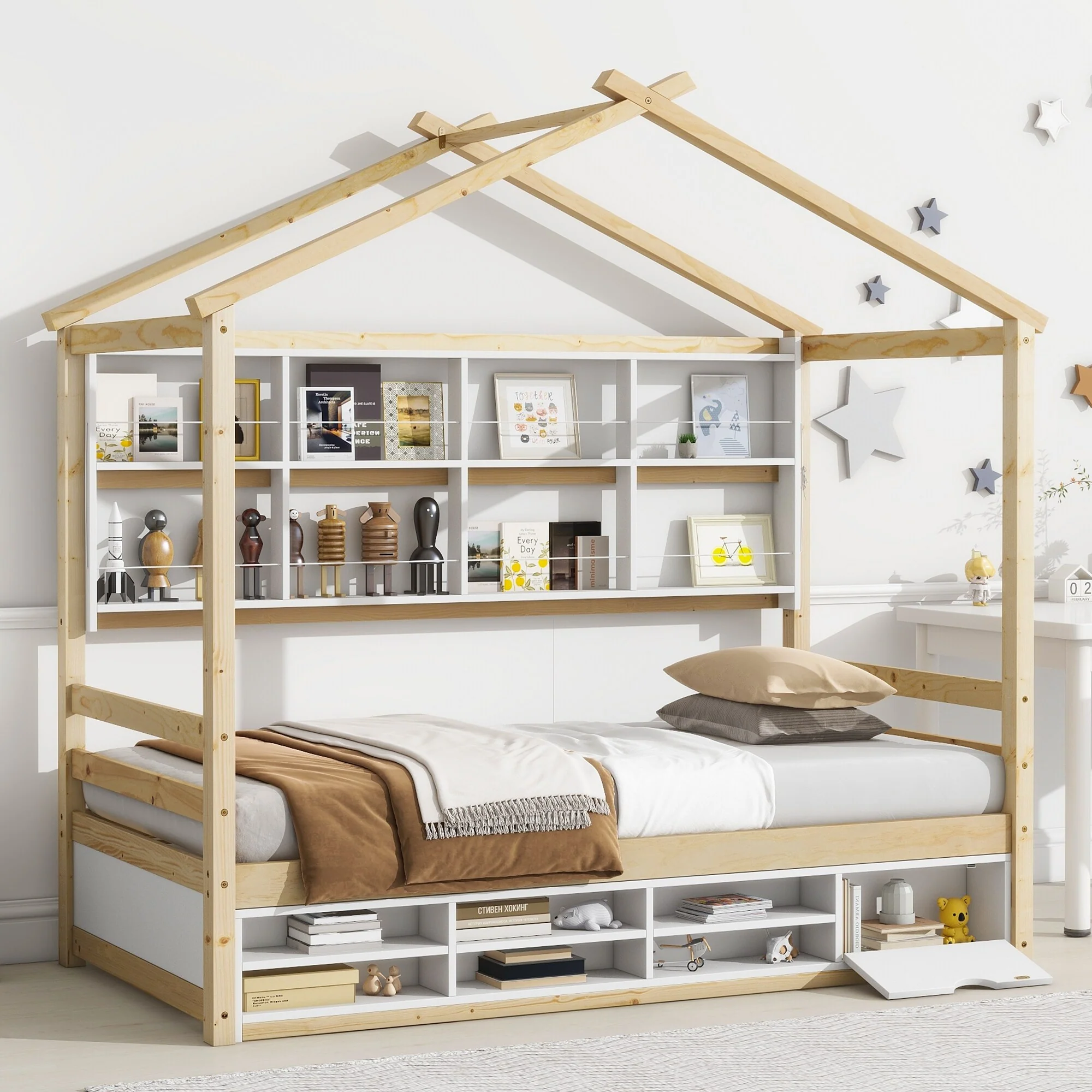 House Bed with Roof Frame