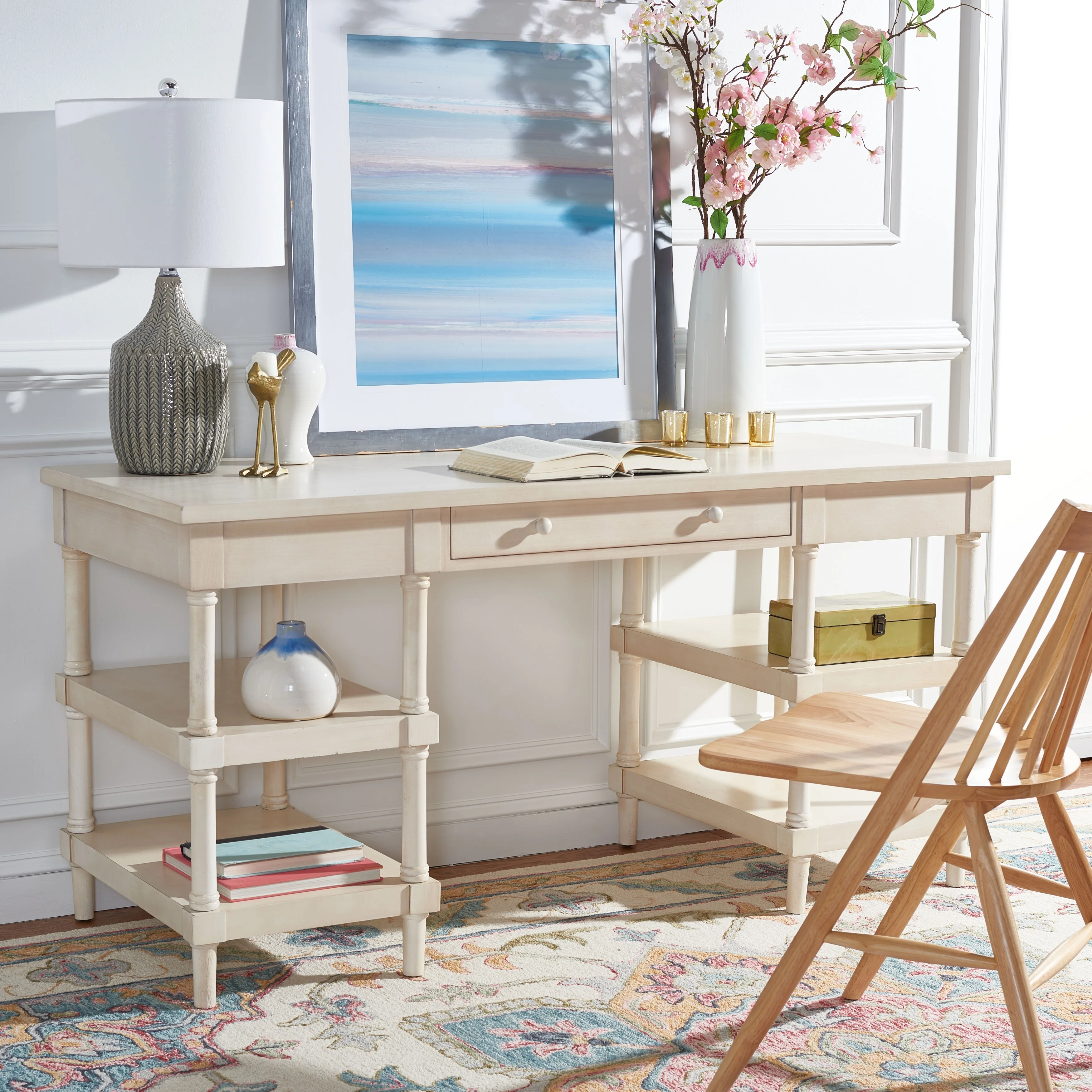 SAFAVIEH Lidie White Wash Desk.