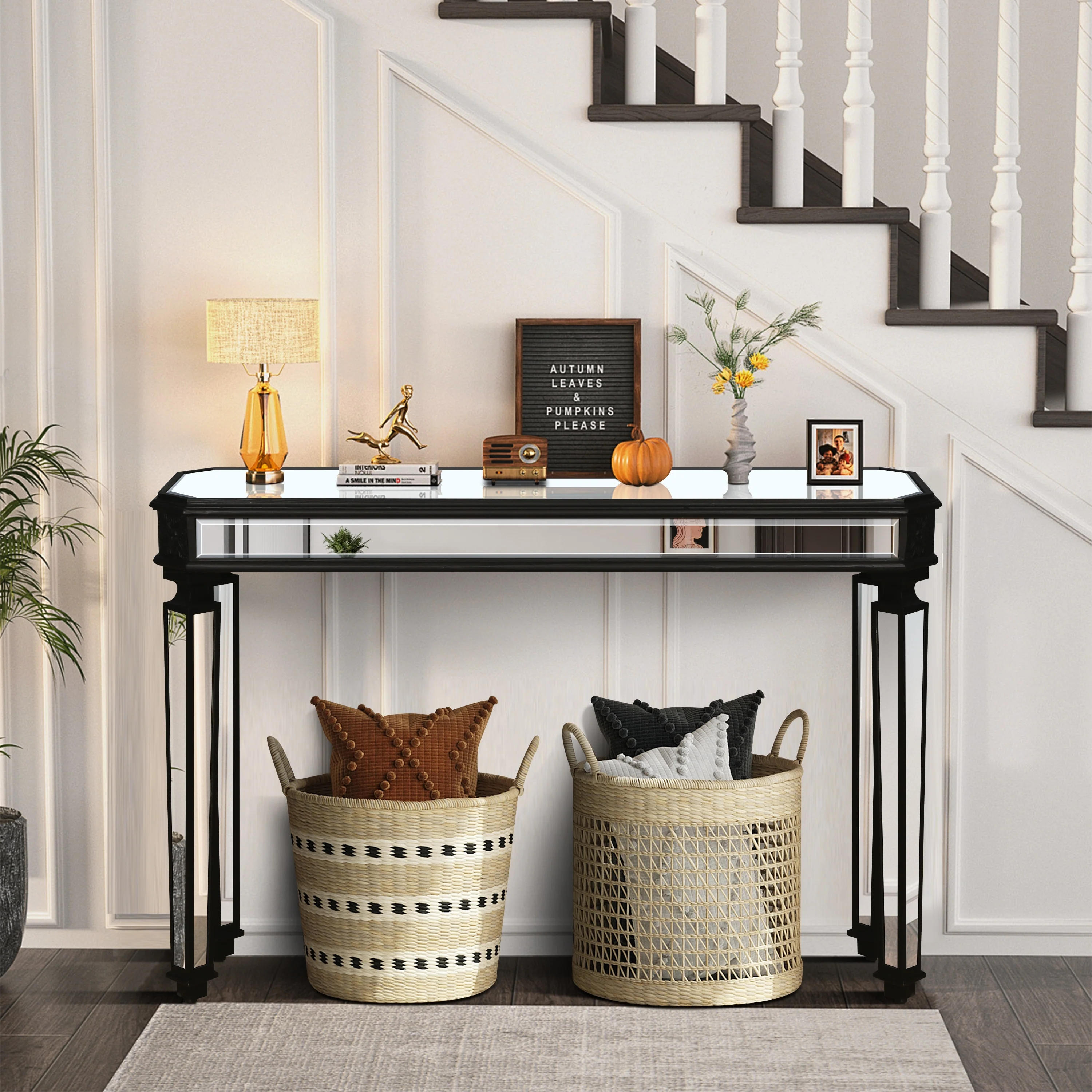 Mirror Console Table Vintage Wood