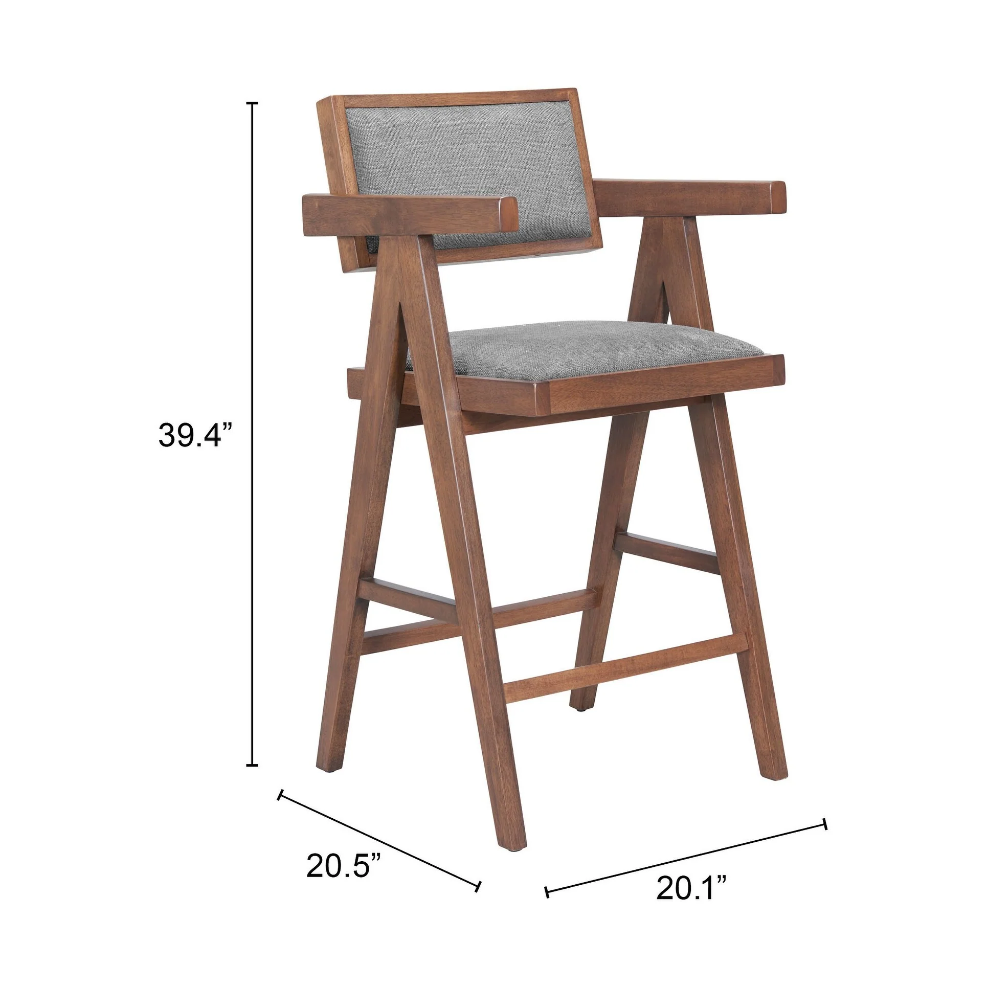 Delhi Counter Stool Gray & Walnut