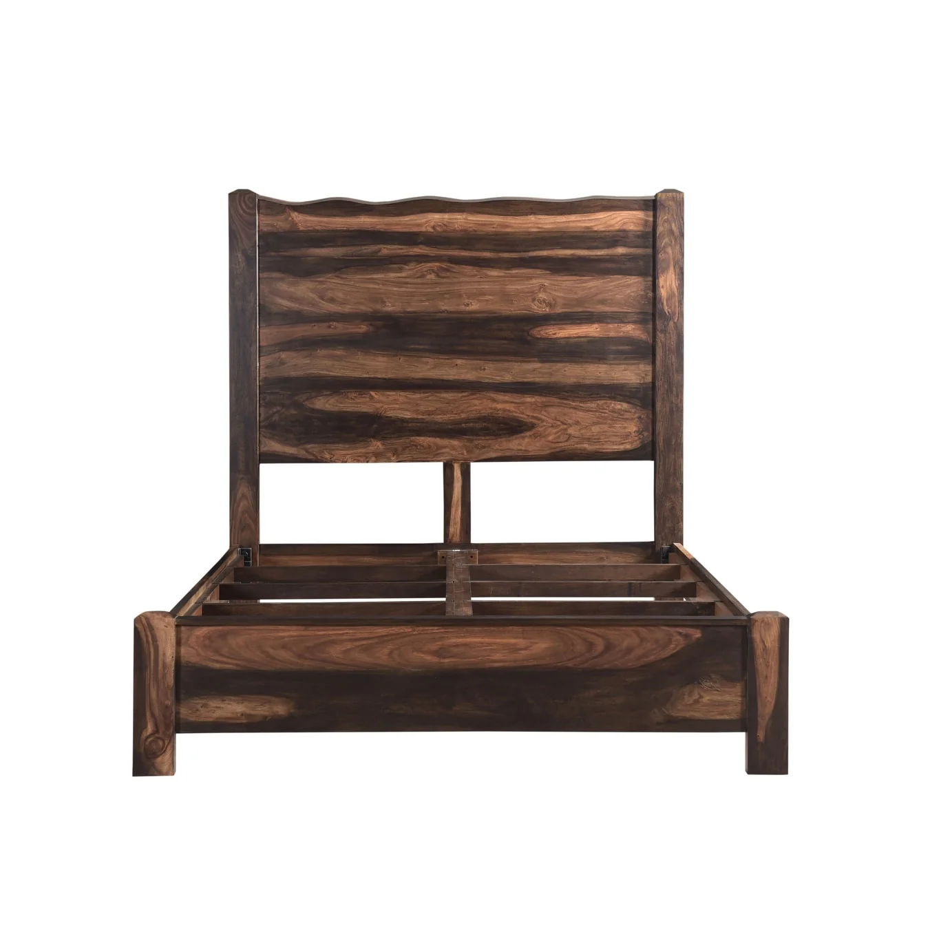Live Edge Solid Wood Queen Dark Brown Bed