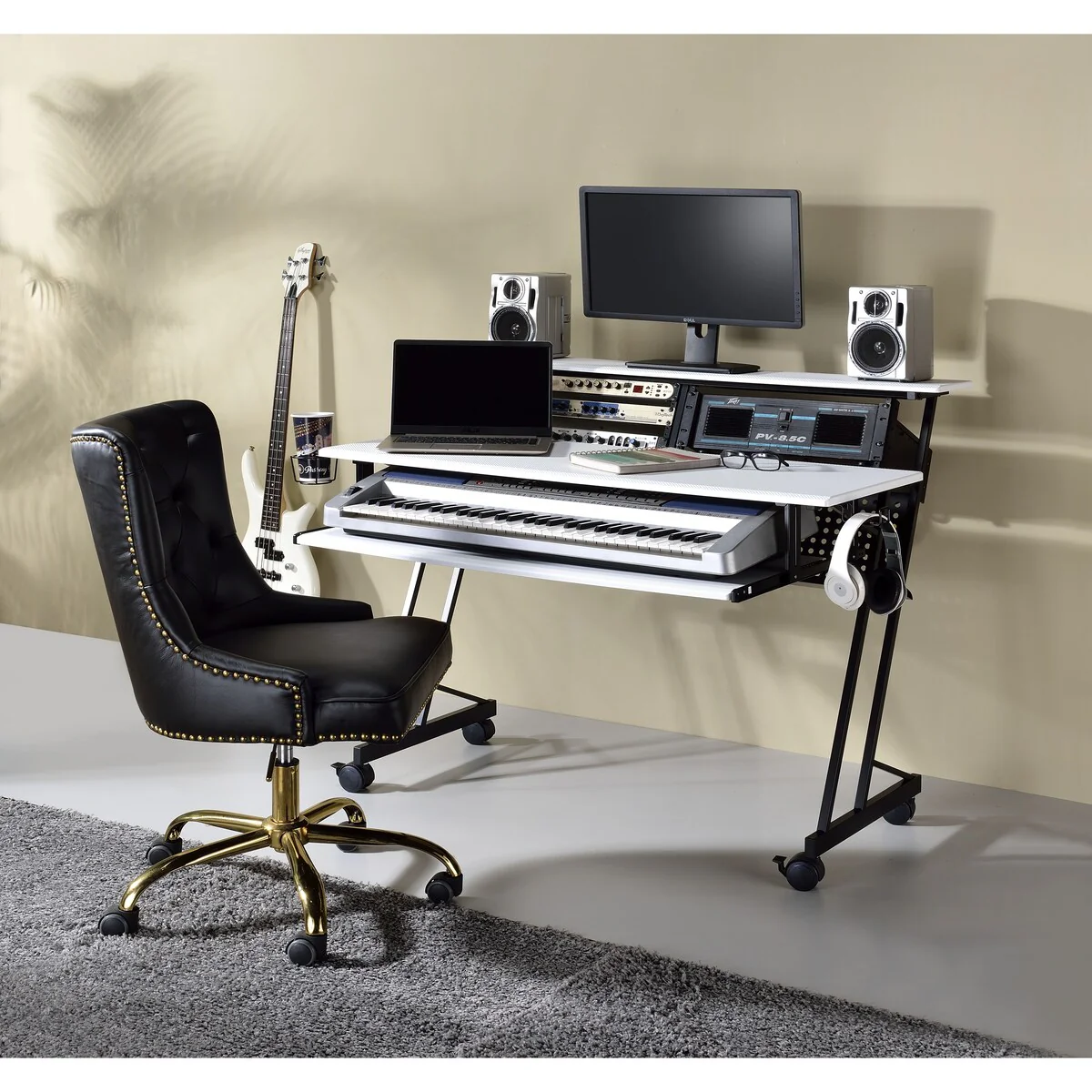 Computer Desk, White & Black