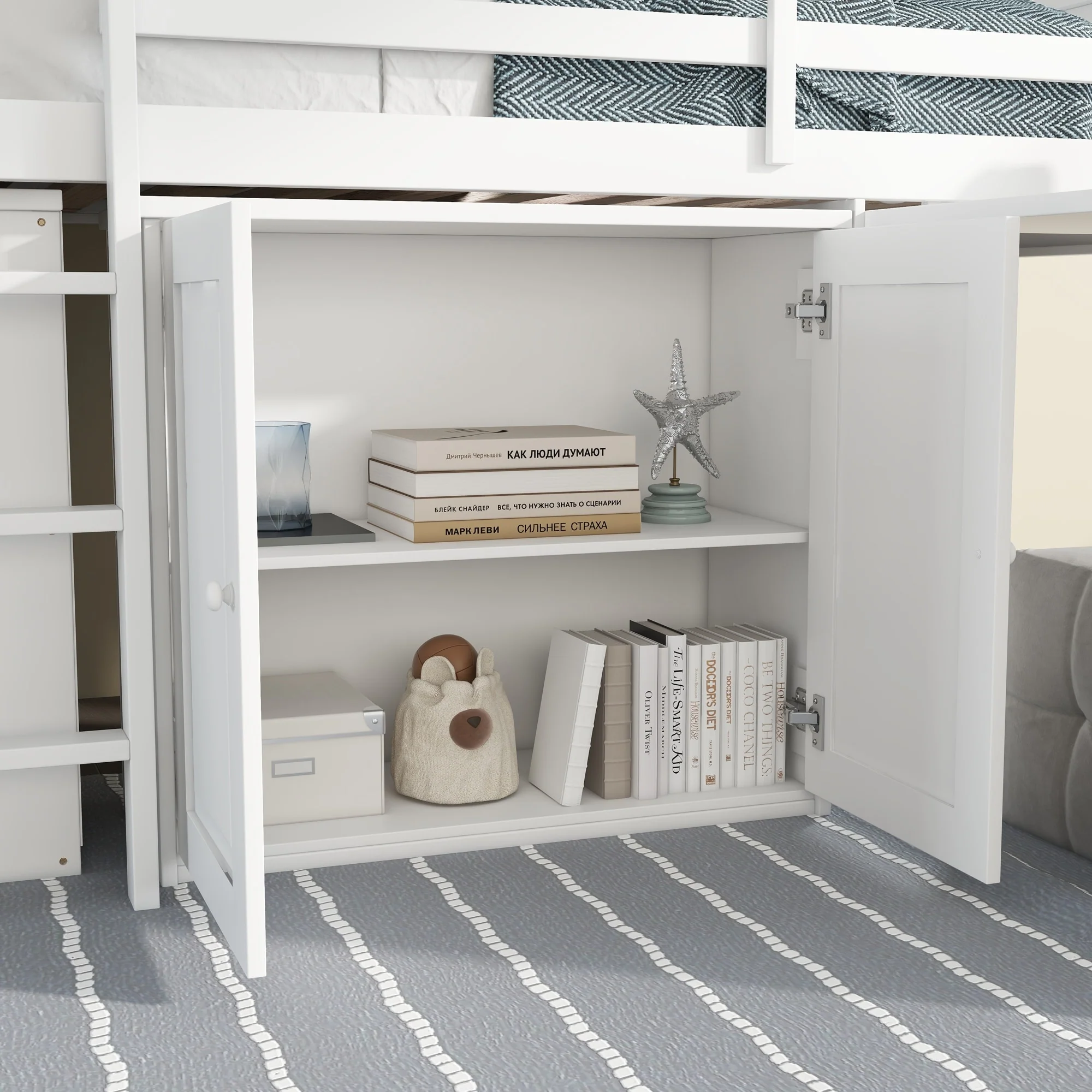 Loft Bed with Storage Cabinet