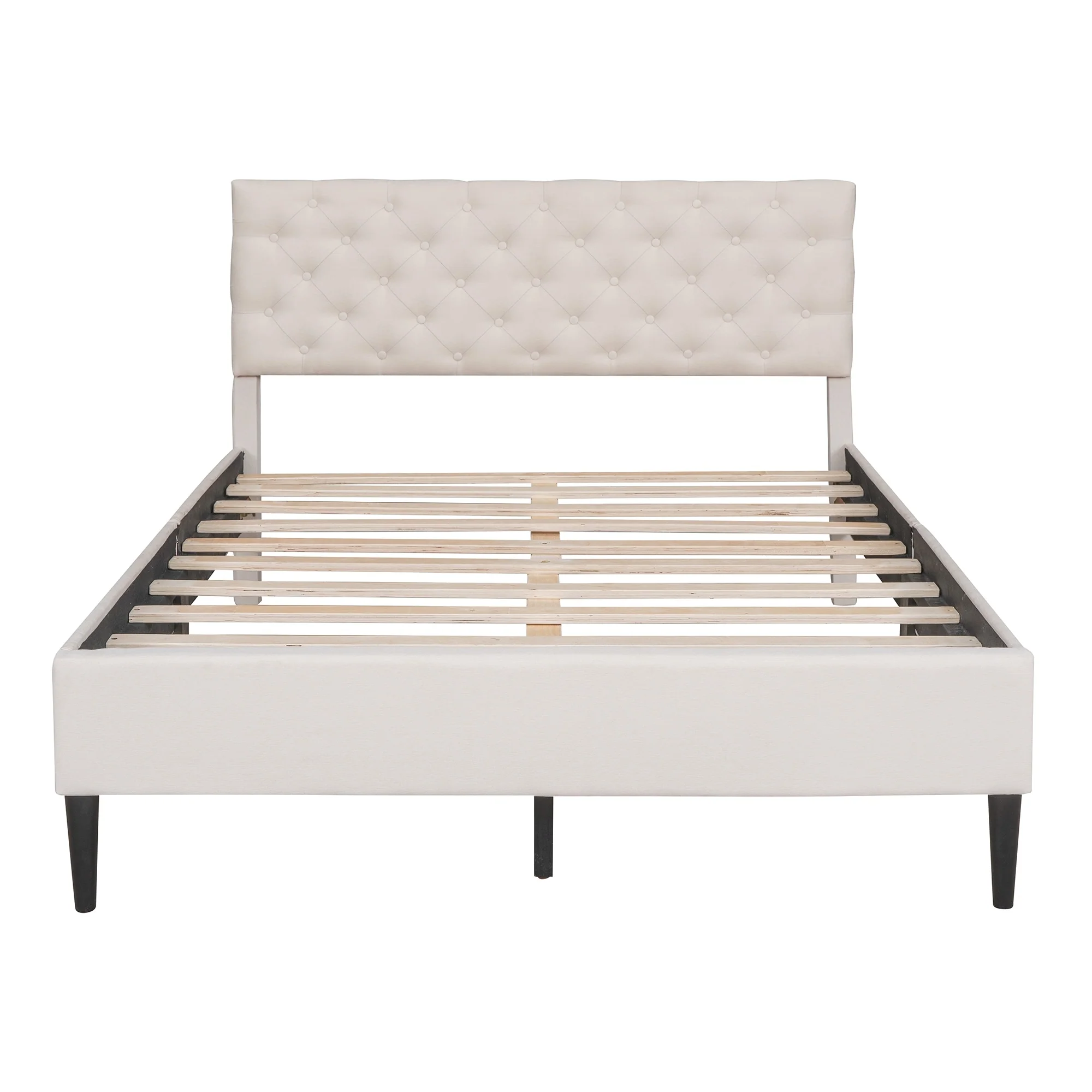 Upholstered Linen Platform Bed