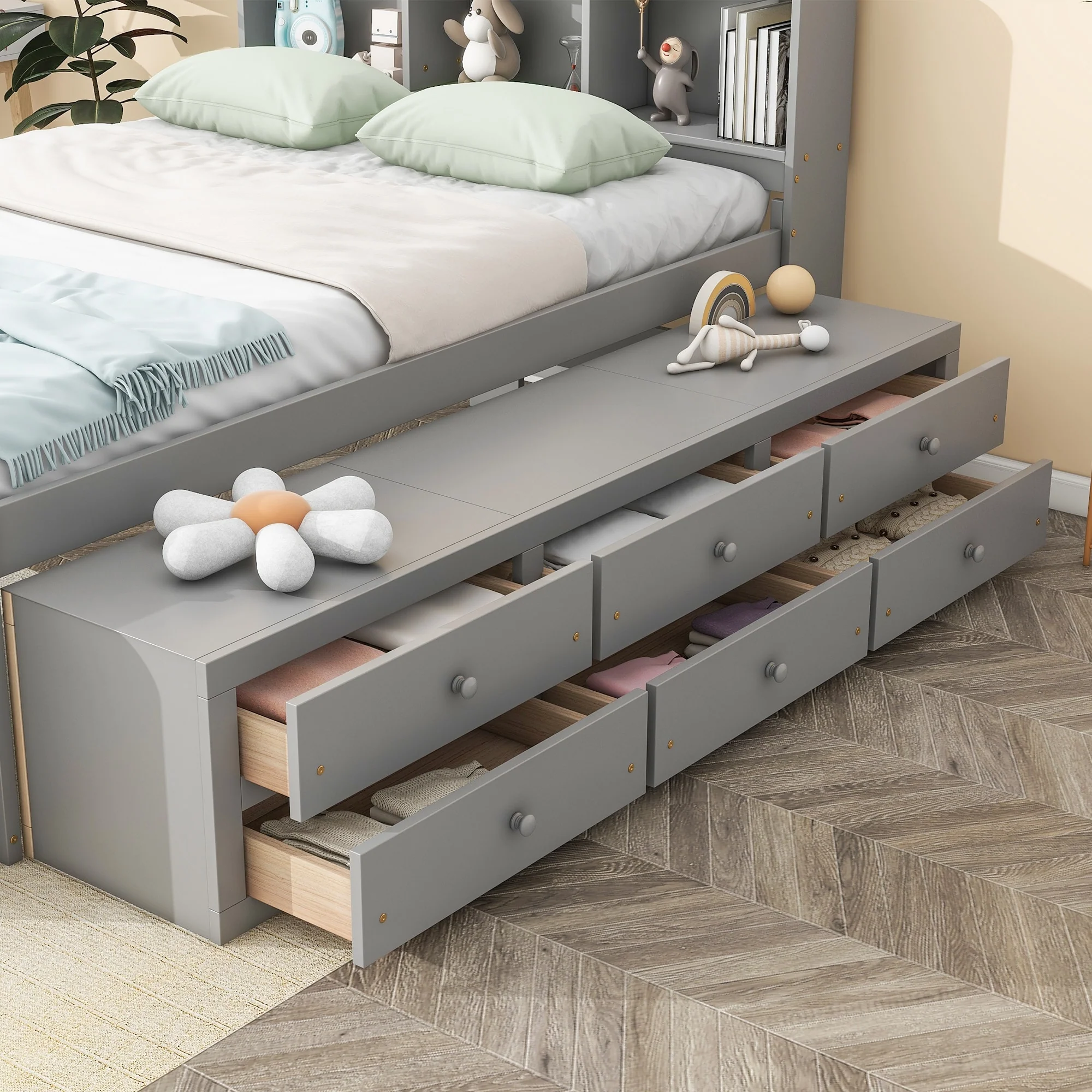 Bed with Bookcase Headboard