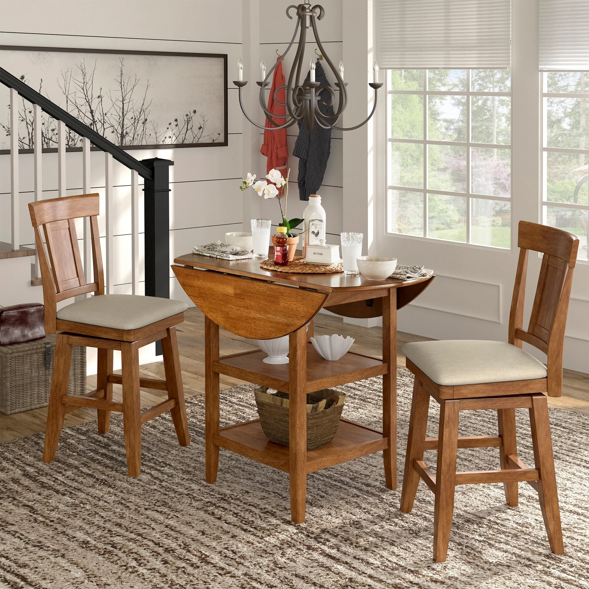 Ronda Panel Back Wood Swivel Chair
